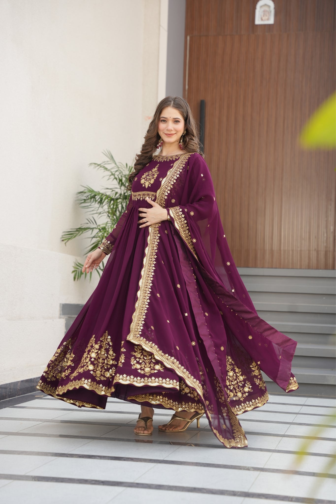 Georgette Tread Sequins Embordered Anarkali Suit