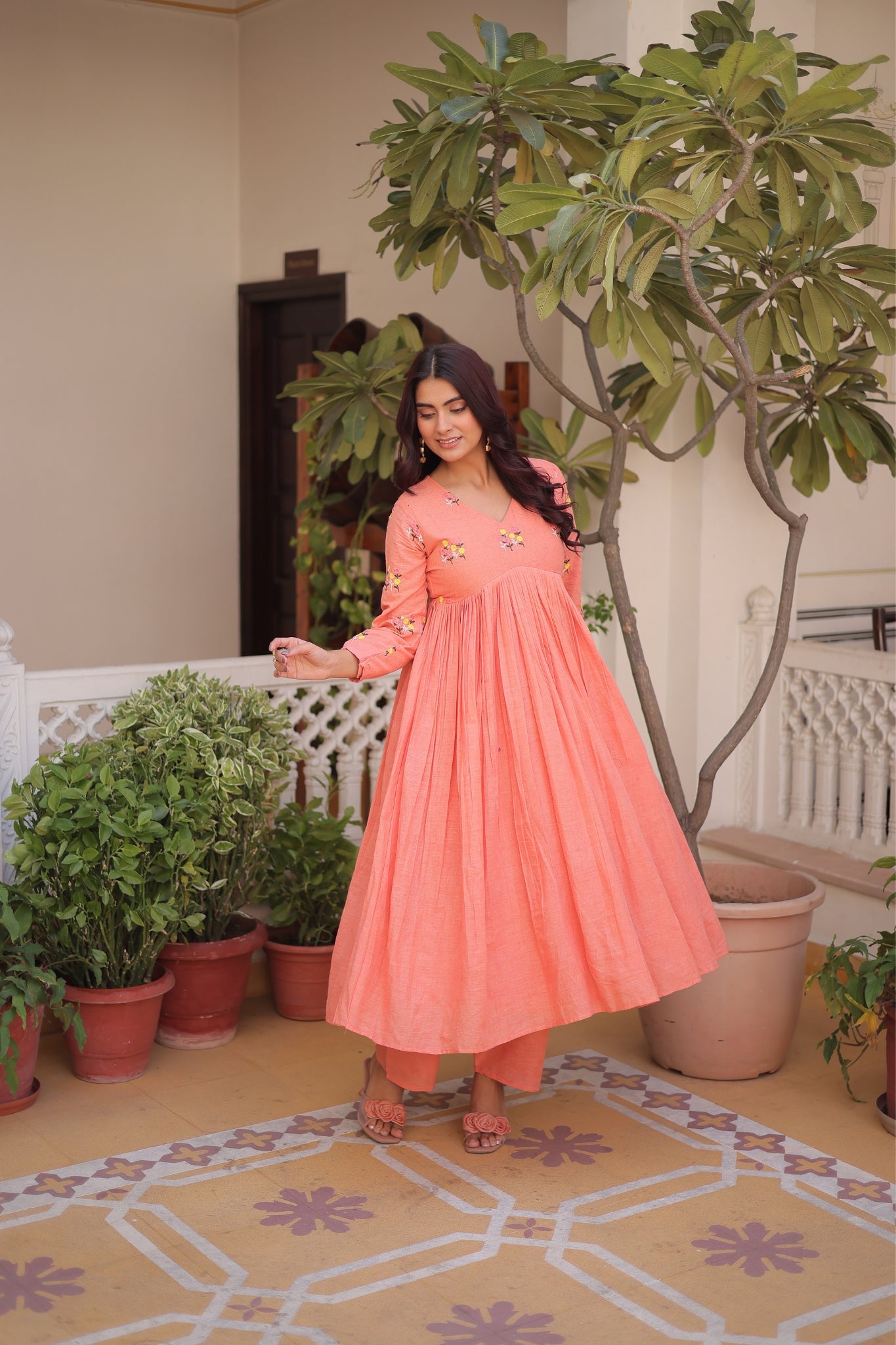 Premium Cotton Embroidered Kurti Pant Set For Women