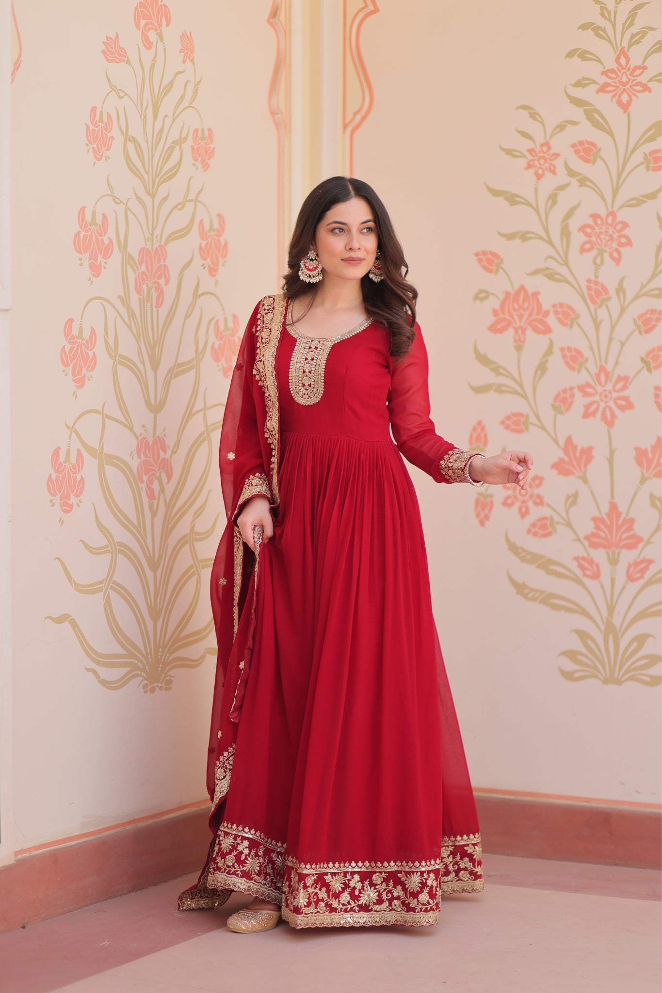 Stunning Designer Georgette Sequins Embroidered Beautiful Gown
