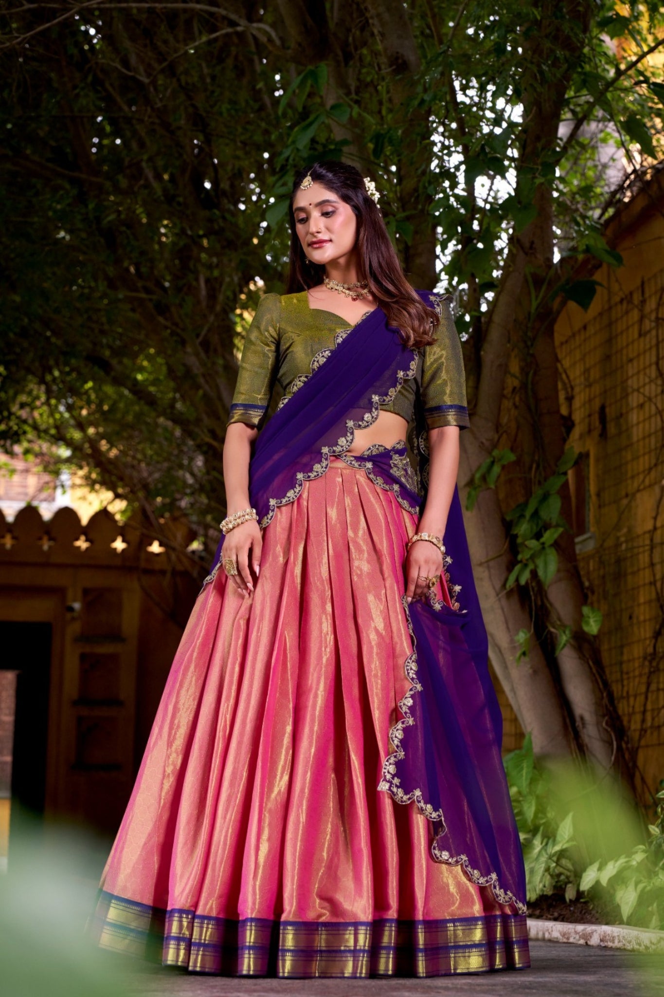 South Indian Style Kanchipuram Silk Lehenga Choli