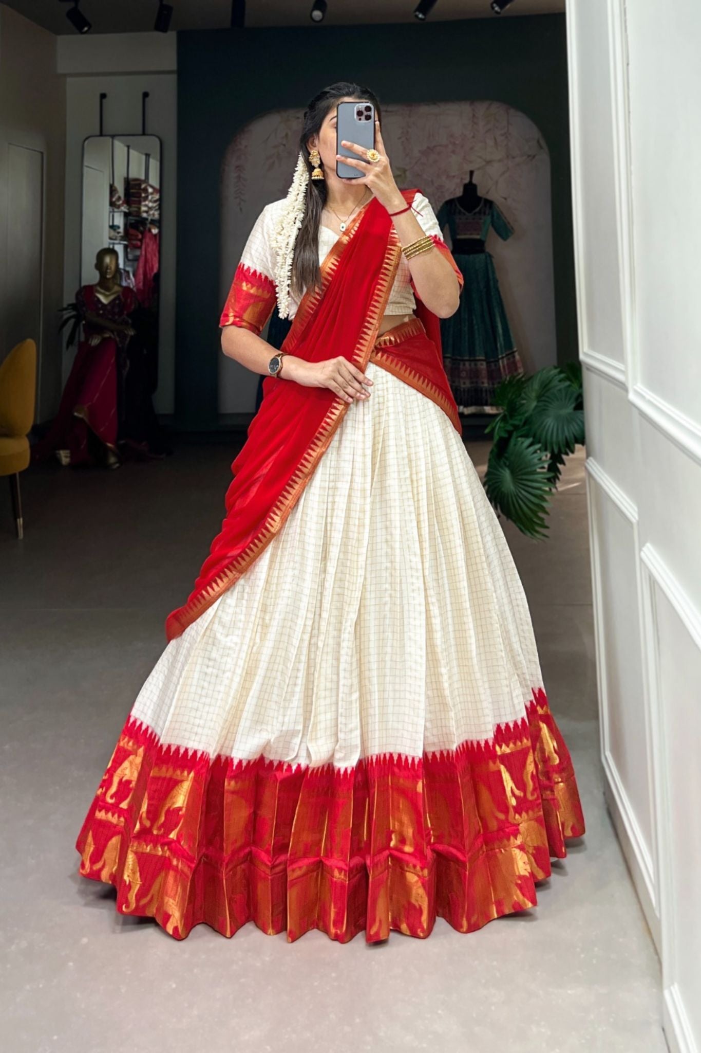 Kalyani Cotton Lehenga Choli Paired With Flowing Georgette Dupatta
