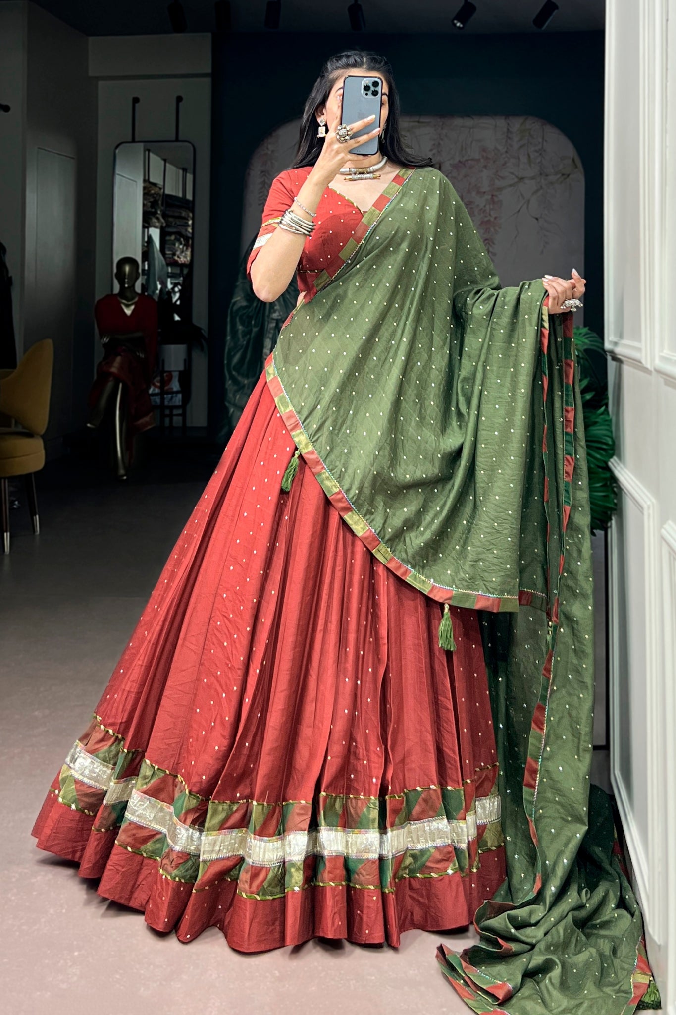 Raasrang Designer Pure Chanderi Navratri Lehenga Choli With Dupatta