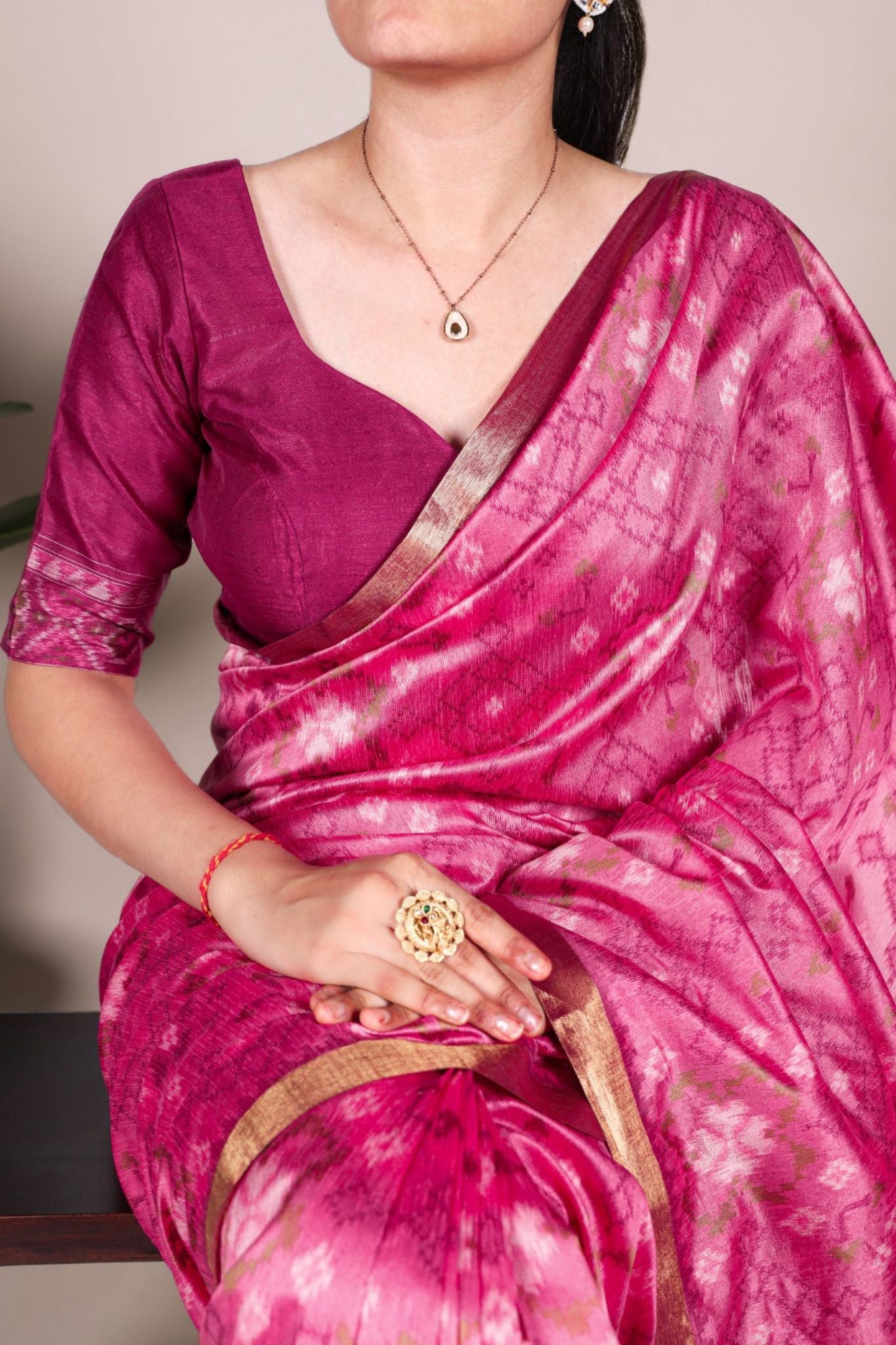 Jacquard Silk Zari Weaving Work With Patola Printed Saree