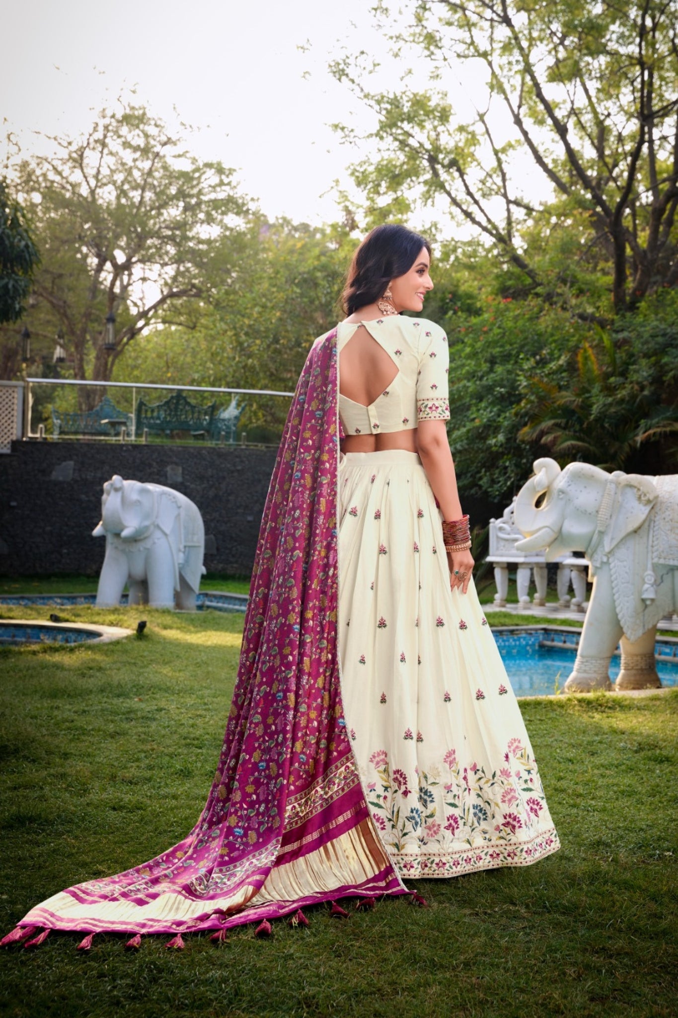Beautiful Designer Khadi Cotton Sequins Tread Embroidered Work Traditional Lehenga Choli