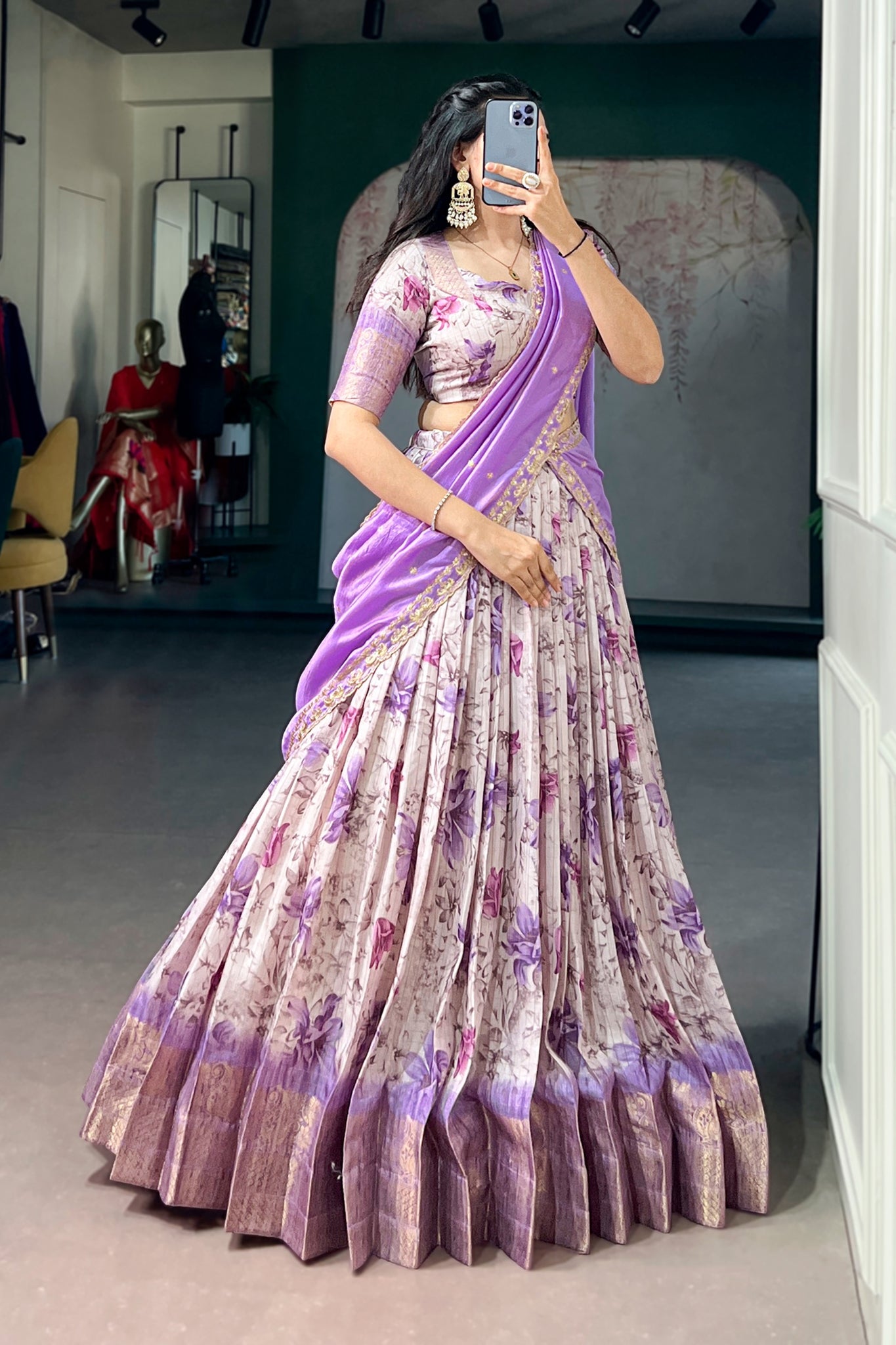 Designer Dola Chex Floral Printed Lehenga Choli For Women