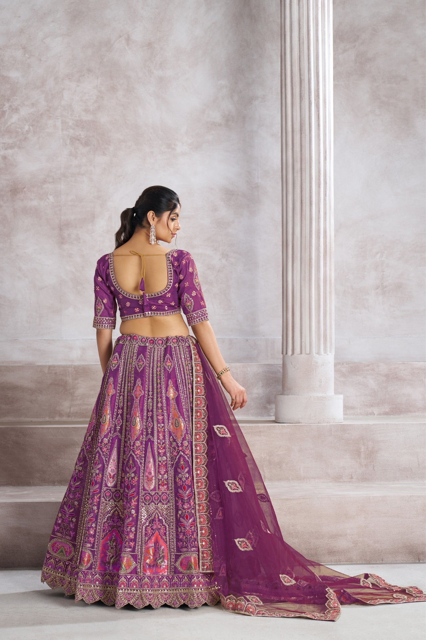 Elegant Designer Zari And Aari Embroidery Work Wedding Lehenga Choli
