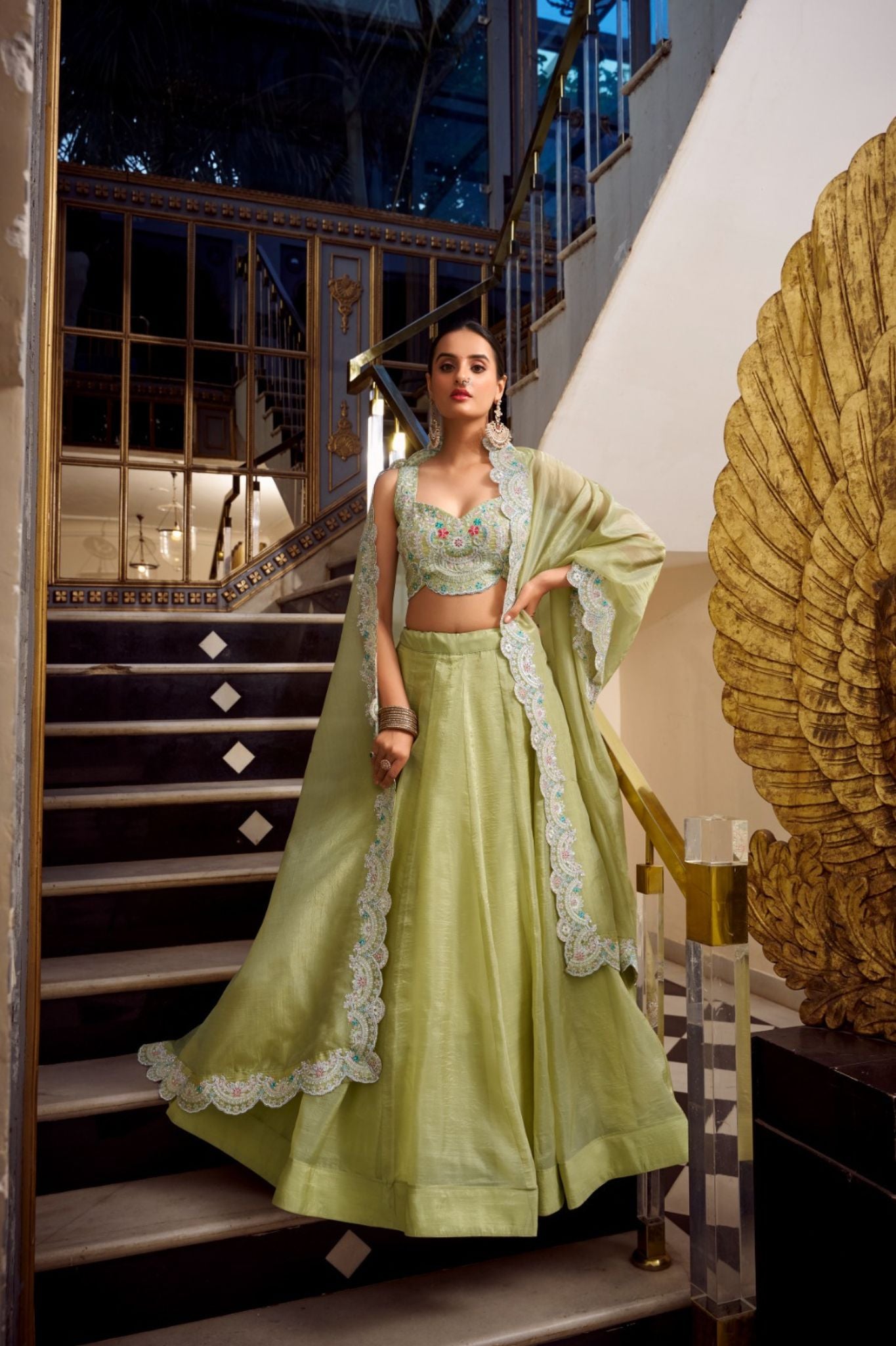 Elegant Sequins Embroidery With Jarkan Diamond Work Designer Lehenga Choli