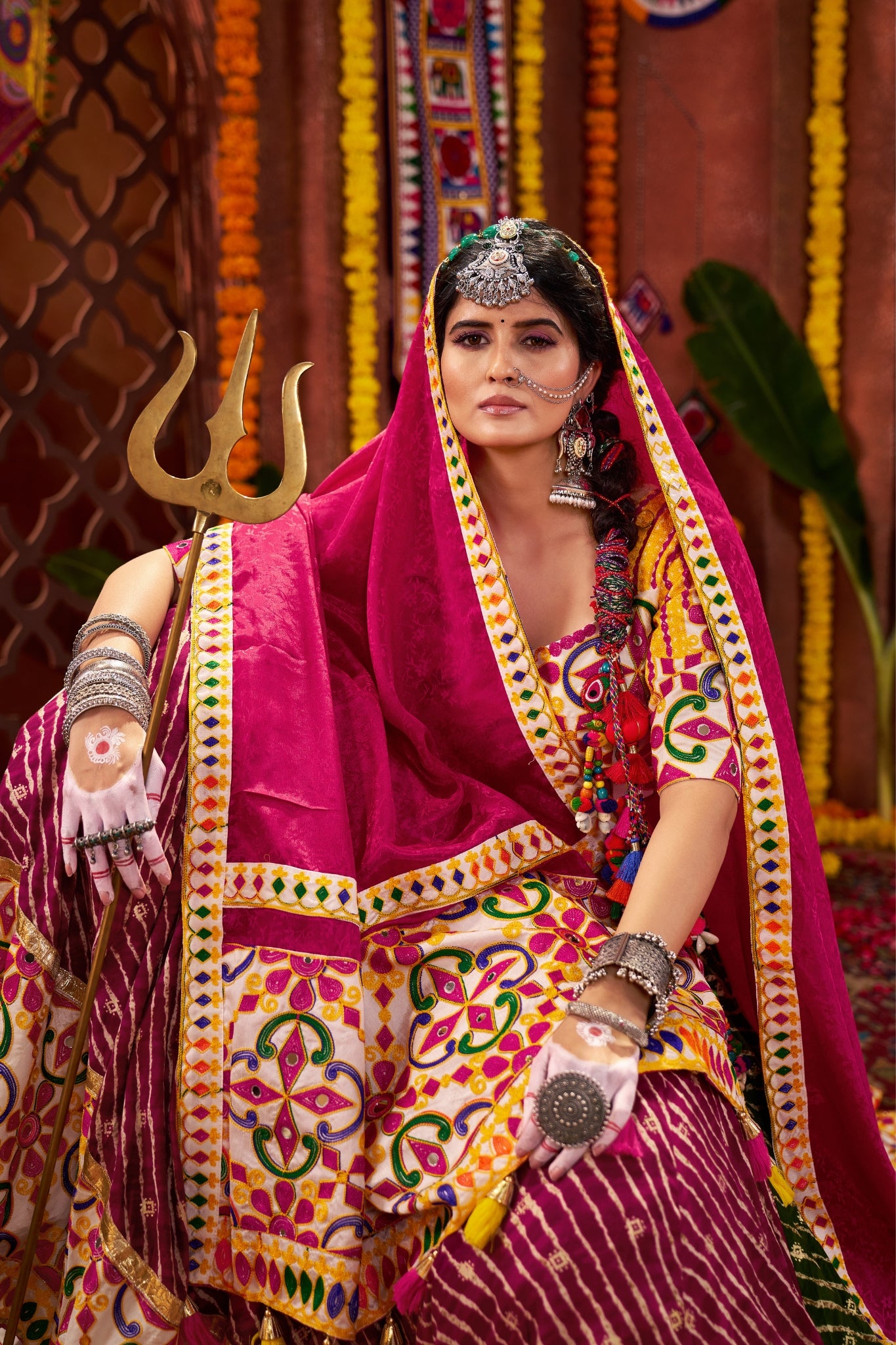 Navratri Designer Beautiful Tread Embroidered With Mirror Work Lehenga Choli
