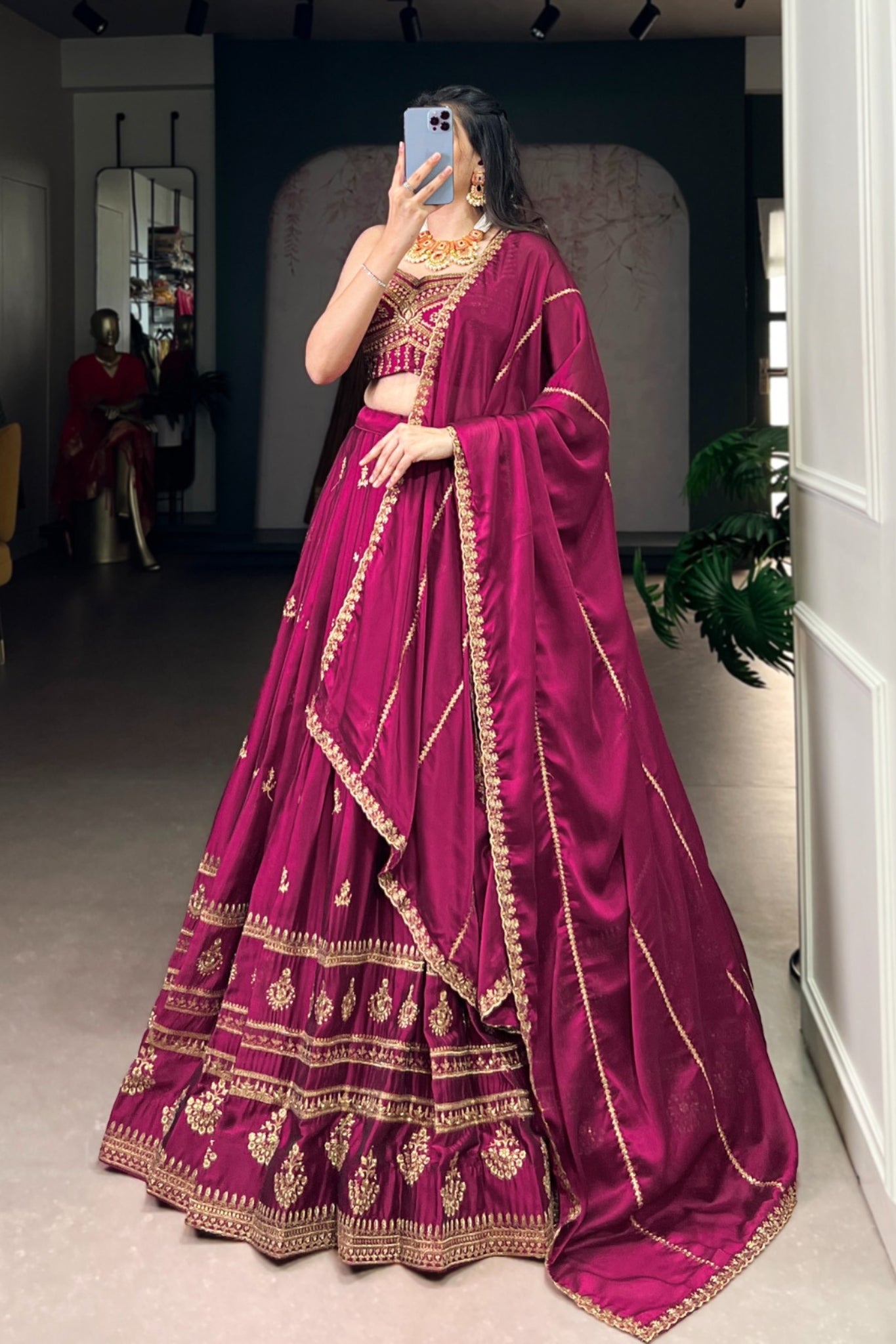 Royal Rangoli Embroidered Lehenga Set With Sequins And Thread Work