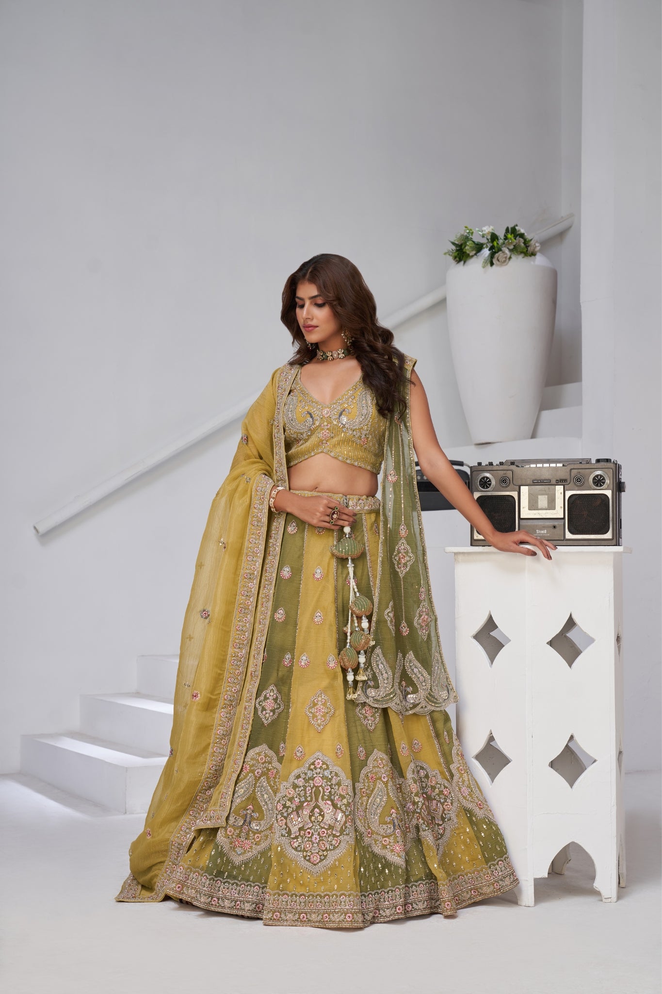 Ethereal Harmony Double Layered Dupatta Bridal Lehenga