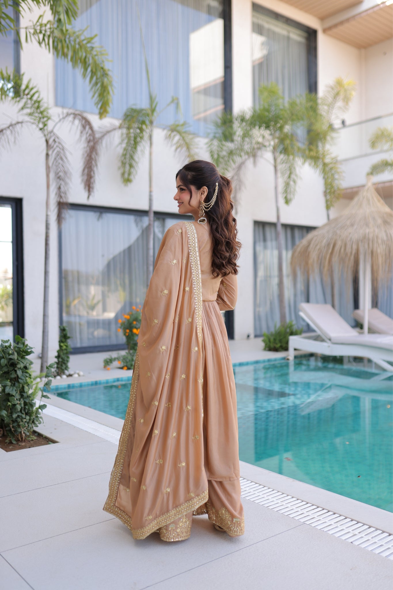 Premium Embroidered Kurti Sharara Dupatta Set For Women