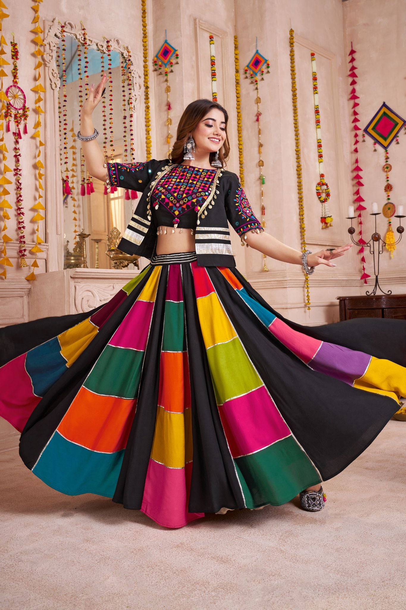 Black Stylish Designer Navaratri Lehenga Choli