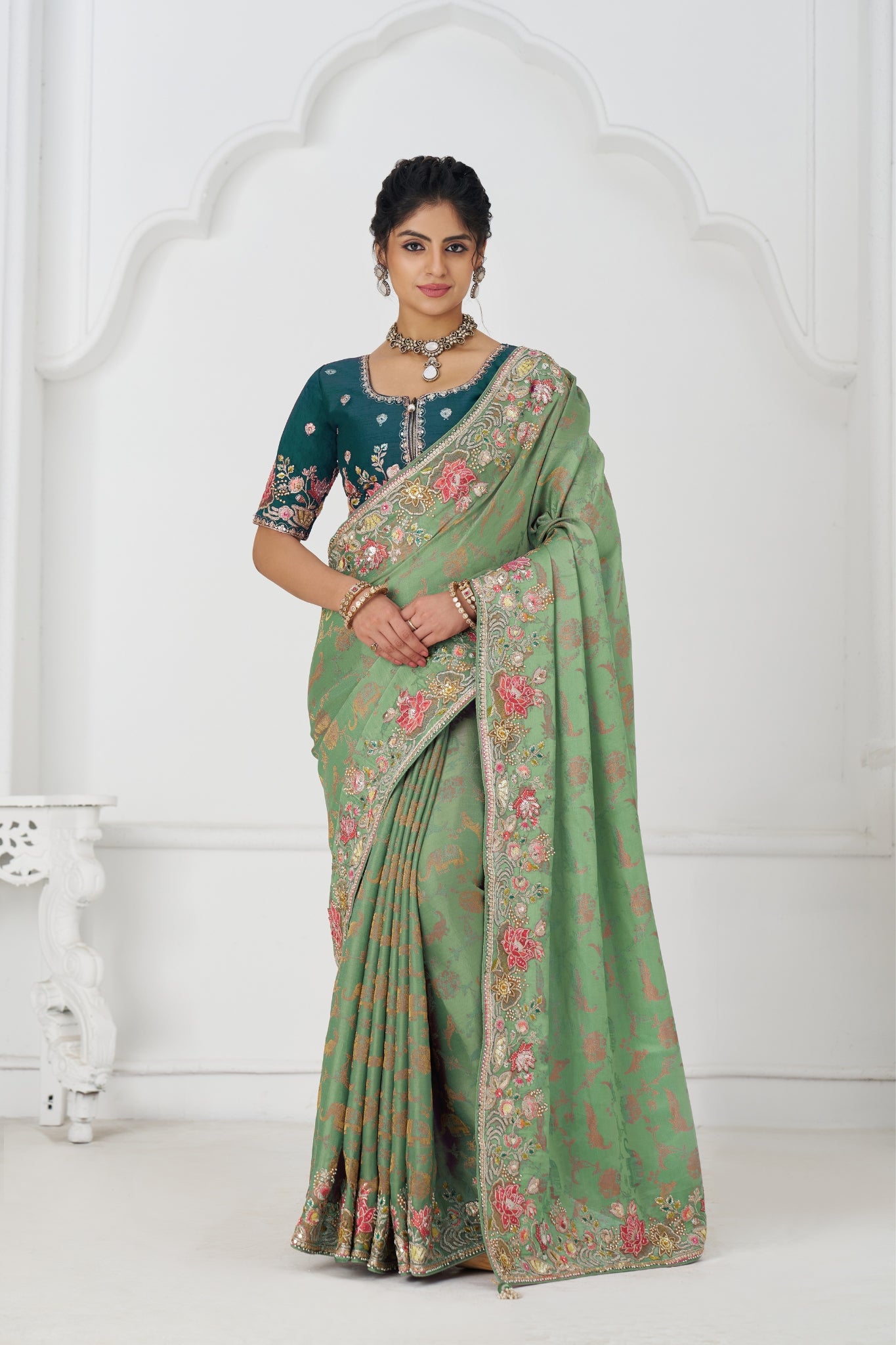 Green Pure Dola Viscose Silk Wedding Perfect Saree