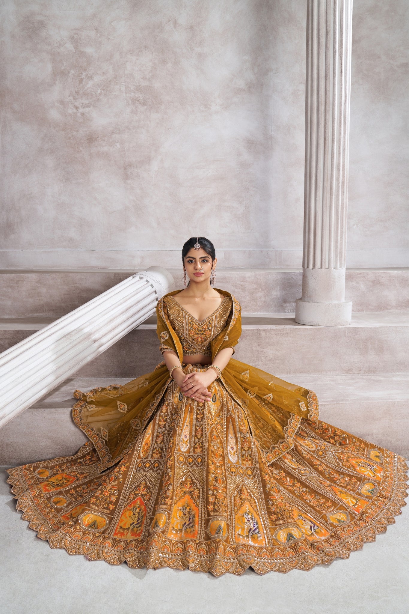 Elegant Designer Zari And Aari Embroidery Work Wedding Lehenga Choli