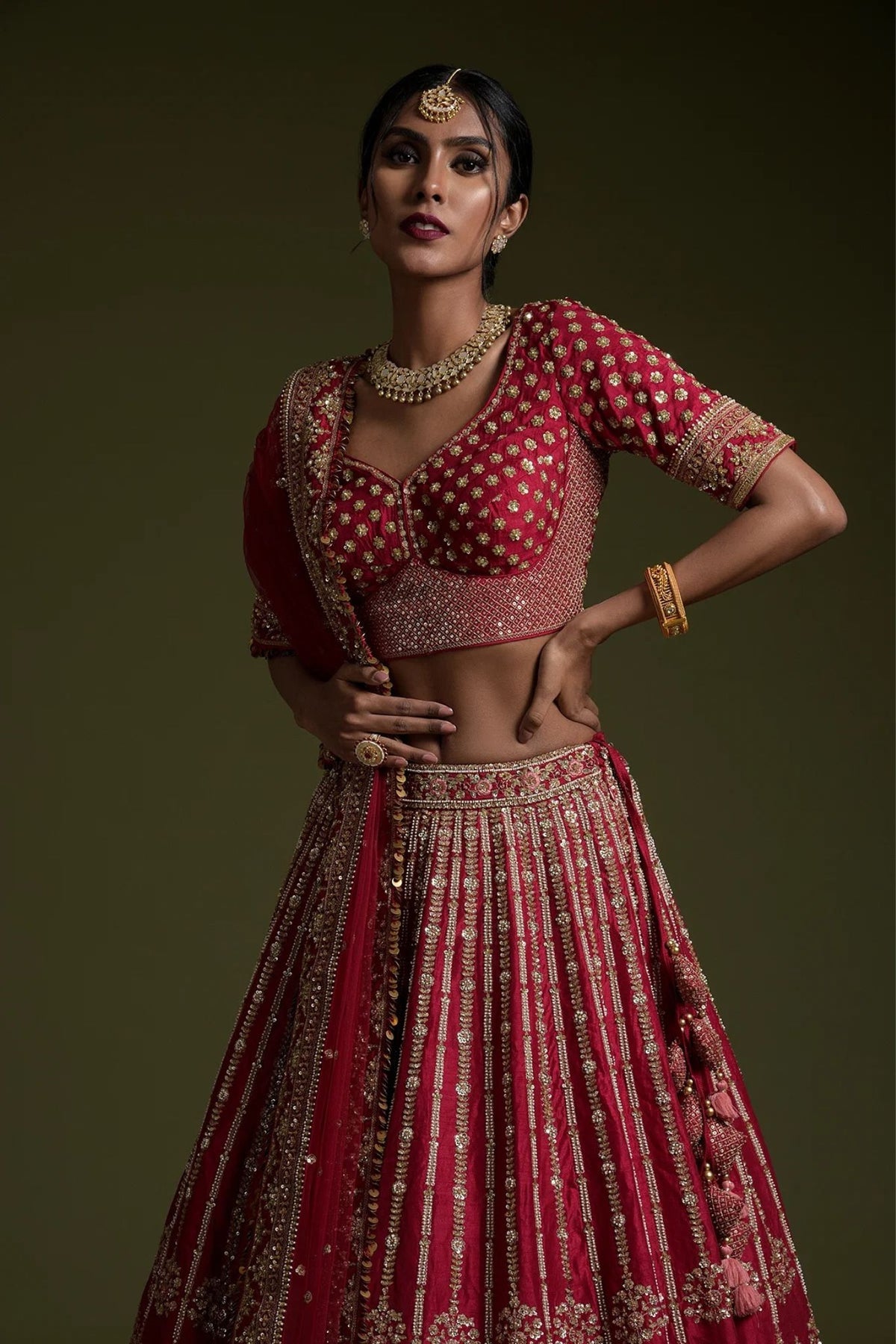 Maroon Color Rangoon Silk Fabric With Sequence Work Bridal Choli For Woman