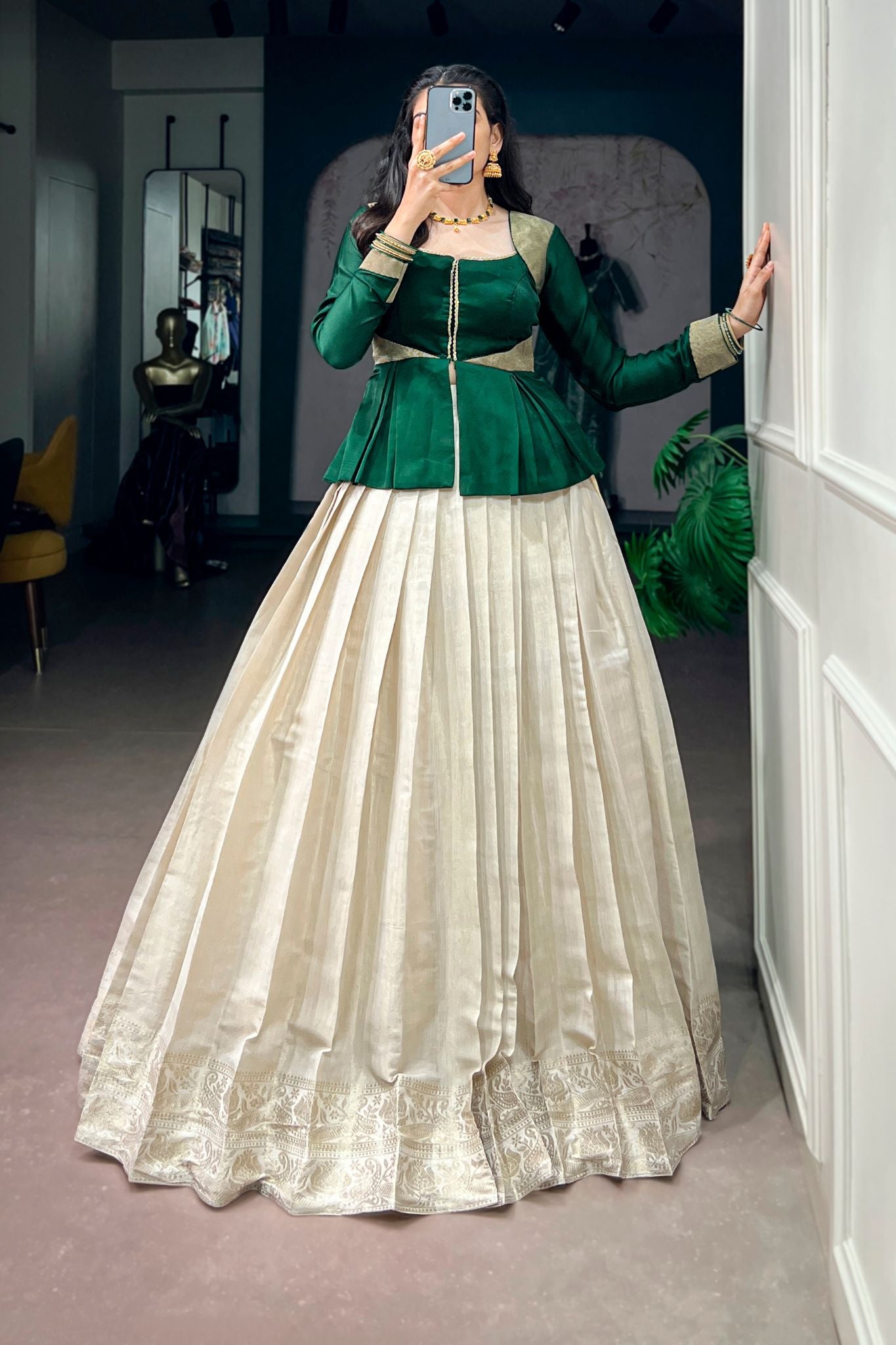 Premium South Indian Style Kanchipuram Lehenga Choli For Women
