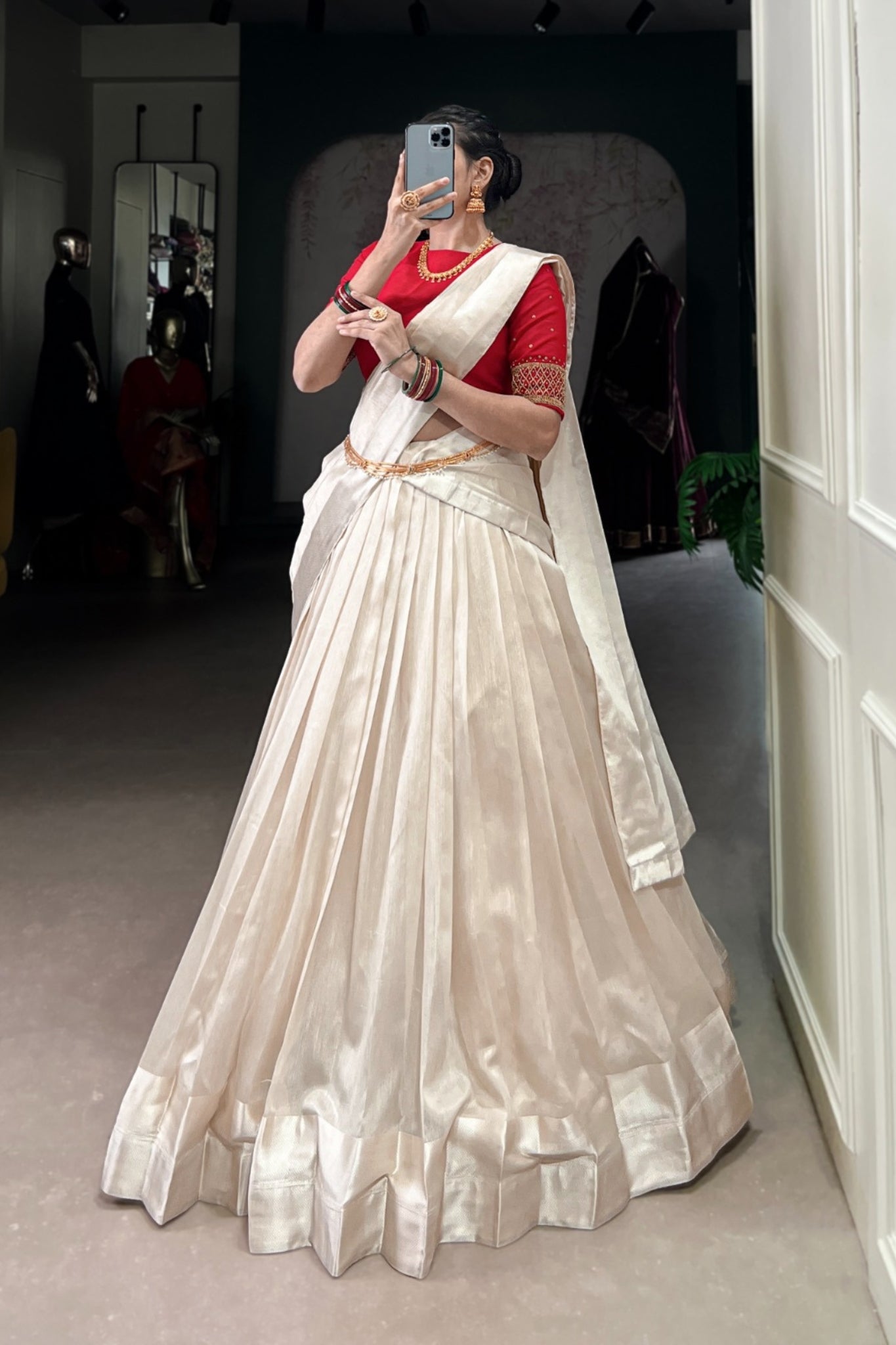 Designer Onam Special Lehenga Choli With Bead & Viscose Work