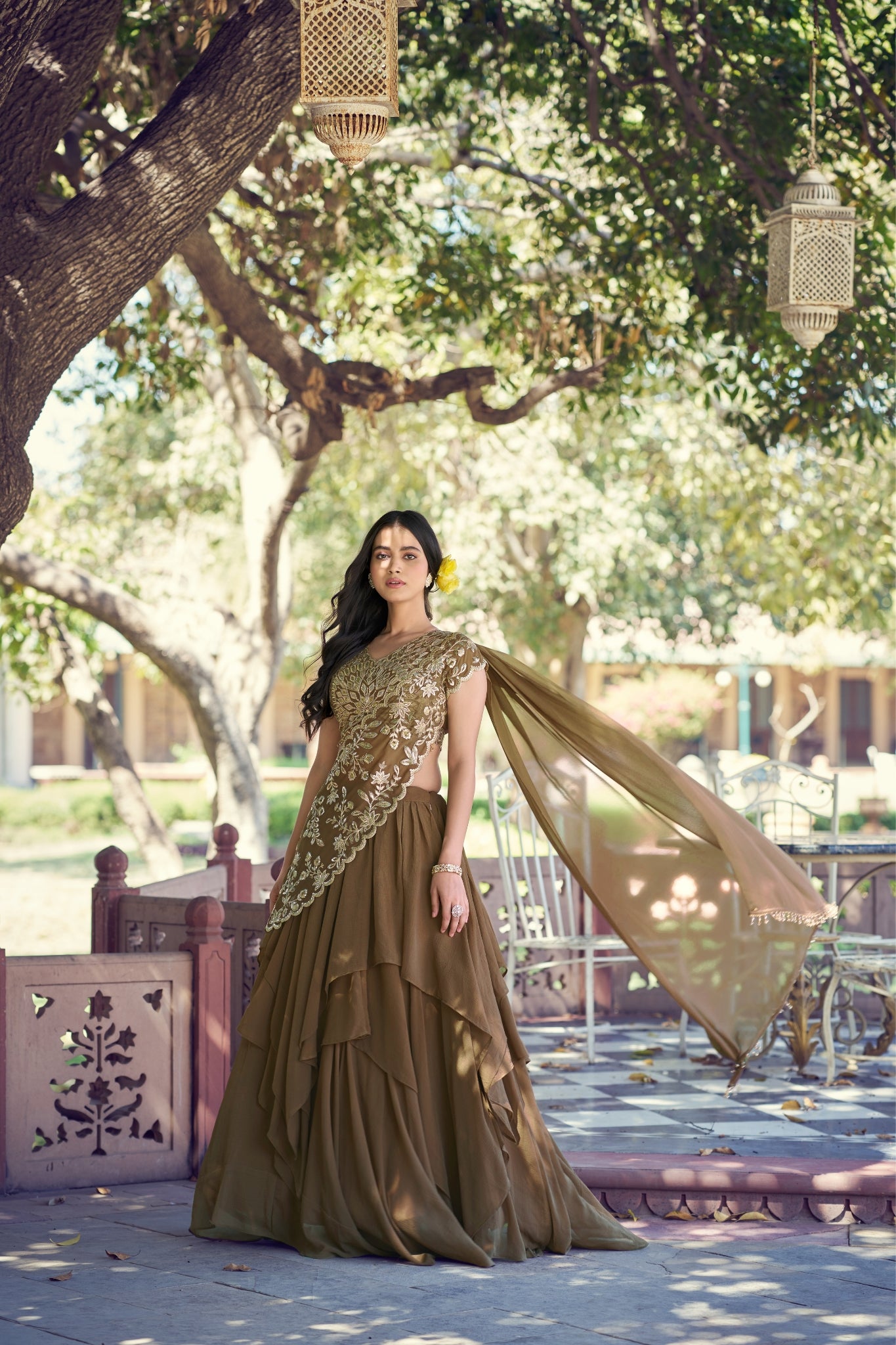 Designer Marble Fabric Sequins With Thread Work Lehenga Choli