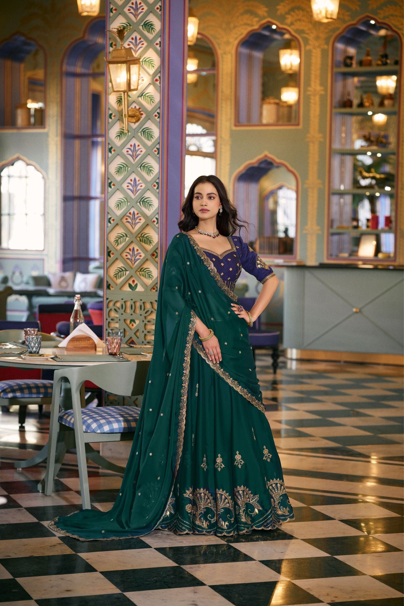 Premium Green Rangoli Silk Lehenga Choli with Sequins & Thread Embroidery Work | Designer Wedding & Festive Wear for Women