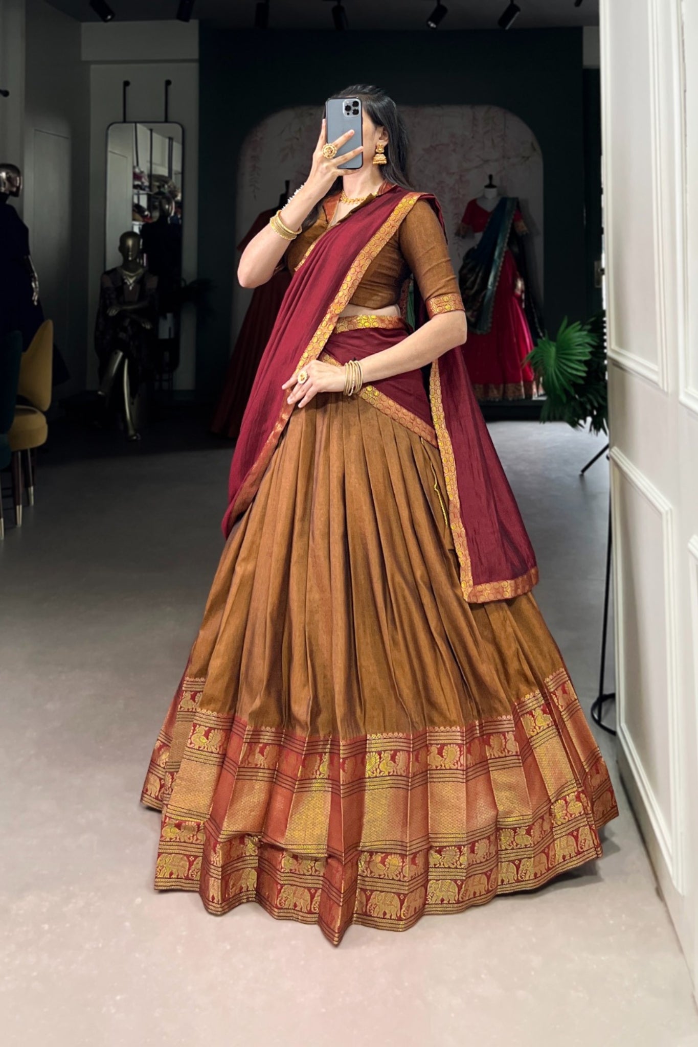 Beautiful Narayan Pet Cotton Zari Weaving Work Lehenga Choli