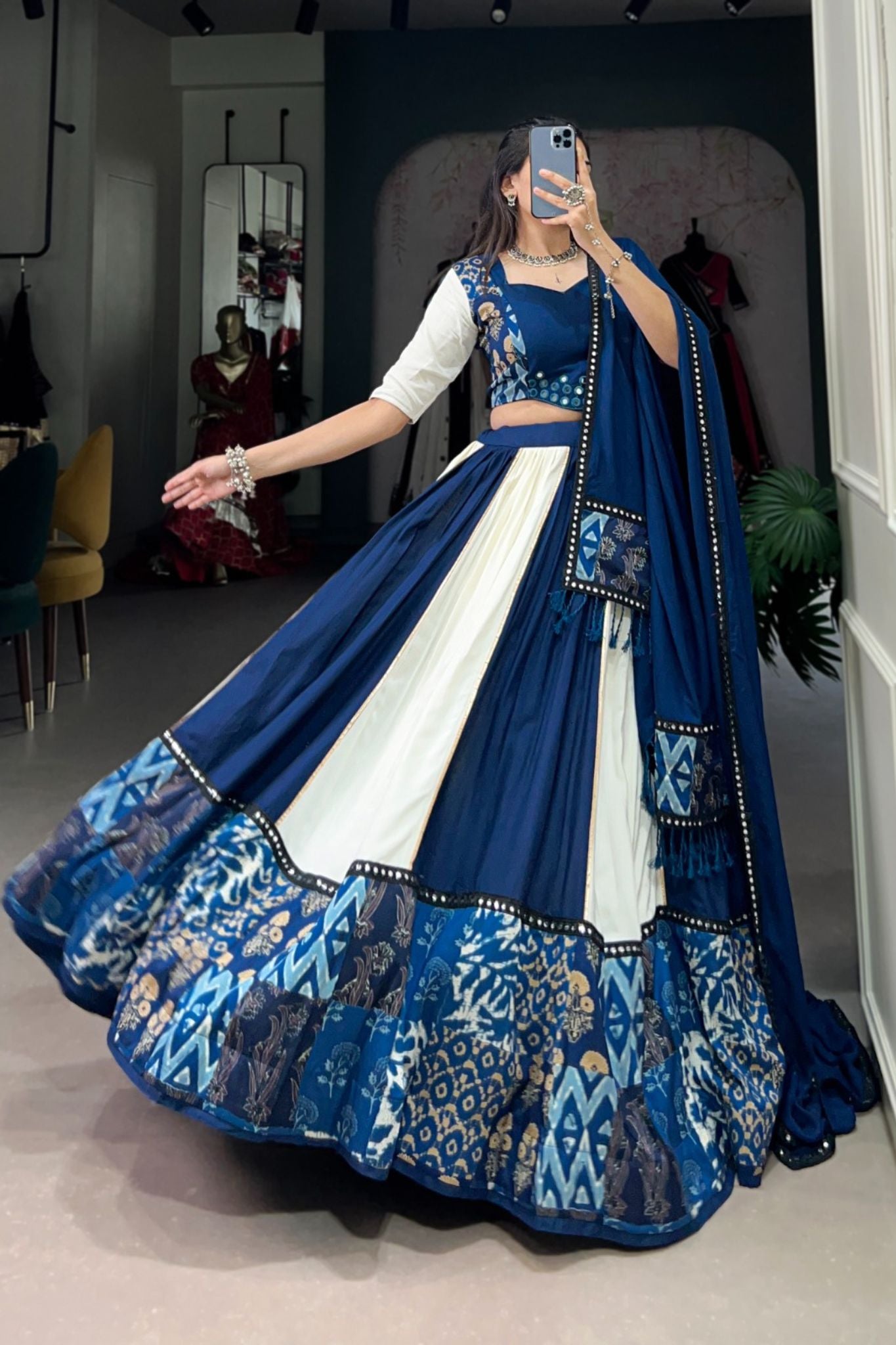 Blue Beauty Printed Stylish Navratri Lehenga Choli