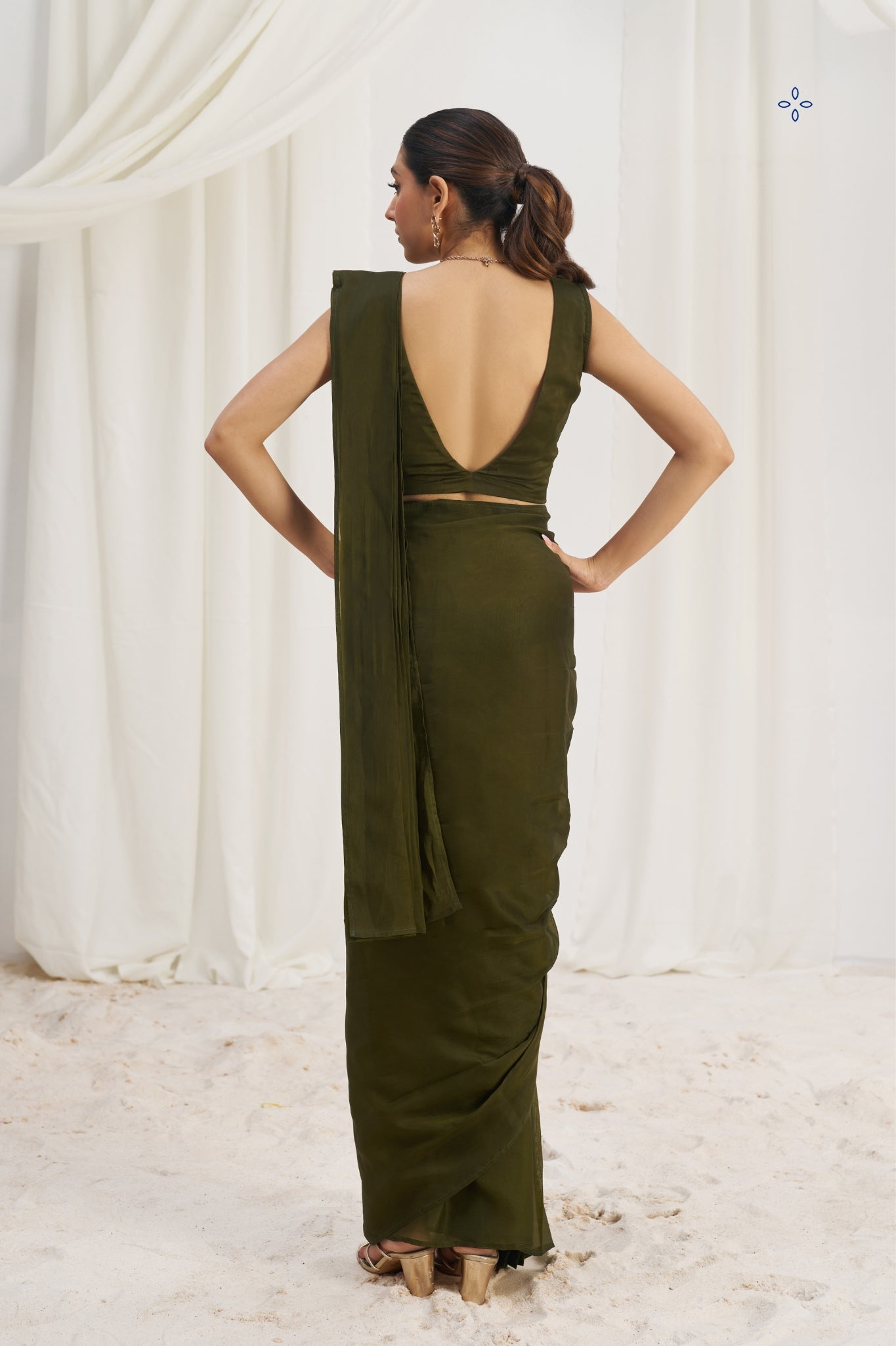 Olive Luxe Organza Couture Saree