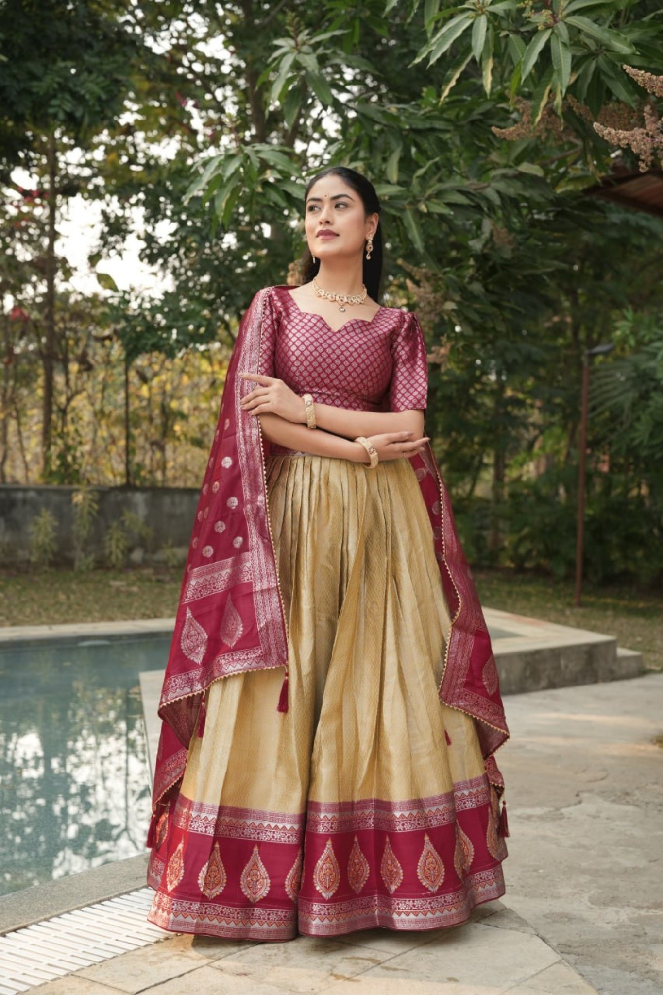Royal Banarasi Silk Lehenga Choli With Contrast Dupatta For Wedding And Festive Wear