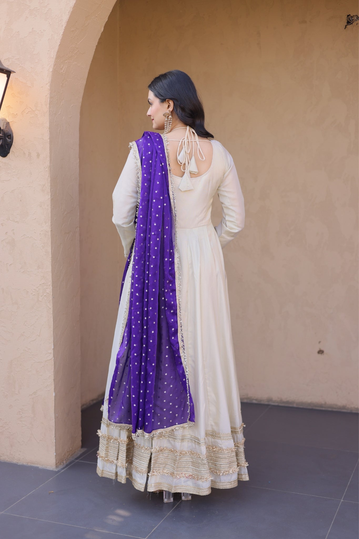 Cosmos Real Mirror Work Designer Embroidered Anarkali Gown With Dupatta
