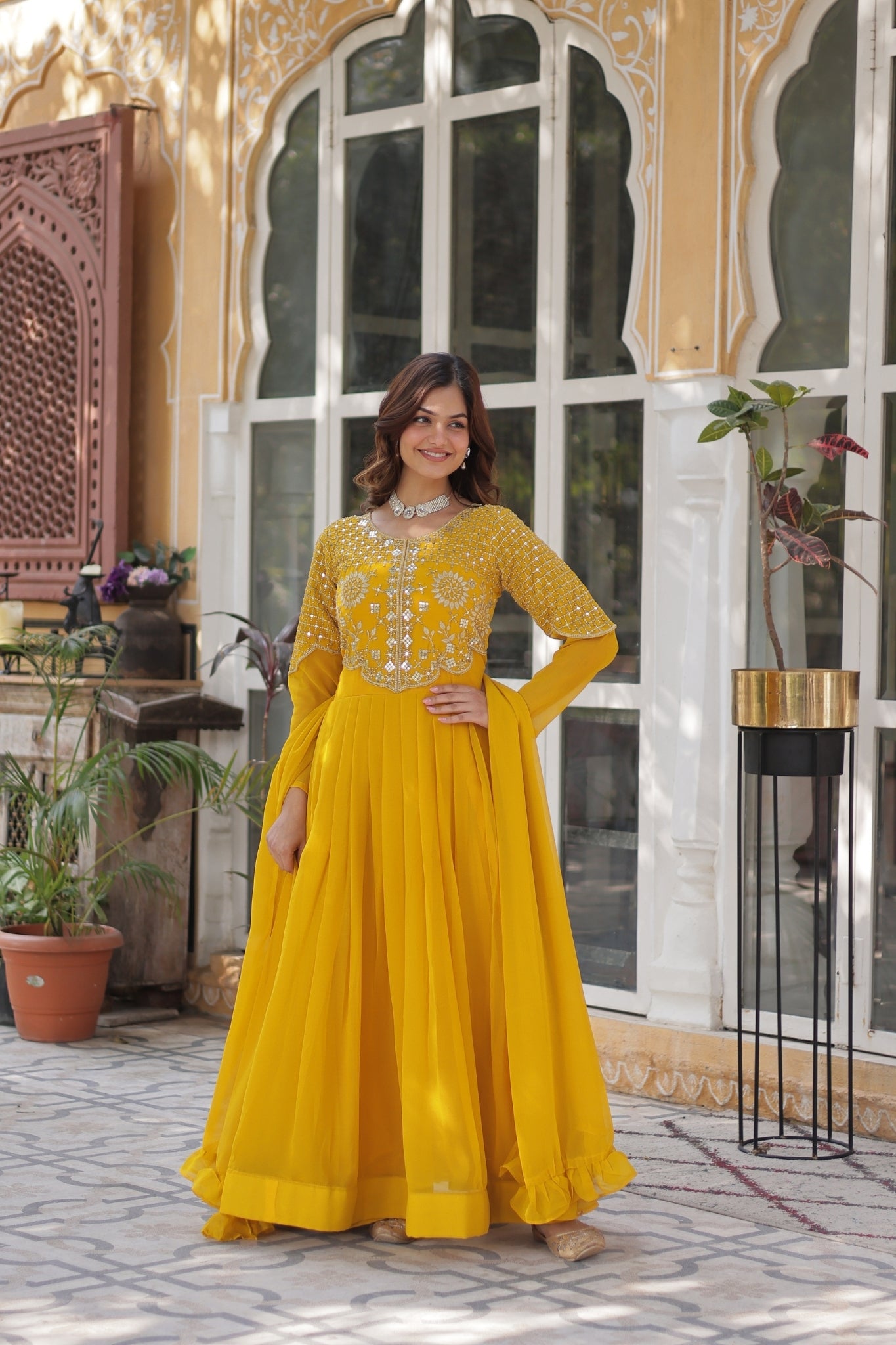 Attractive Georgette Embroidered Designer Anarkali Suit Set