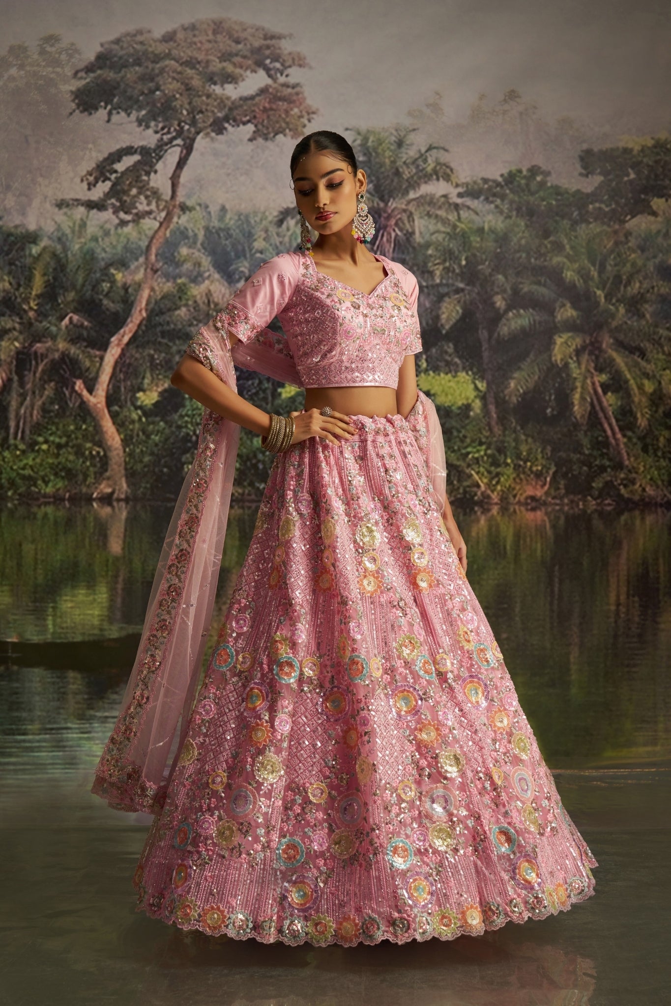 Luxury Pink Soft Net Lehenga Choli With Dori, Zarkan And Sequins Handwork