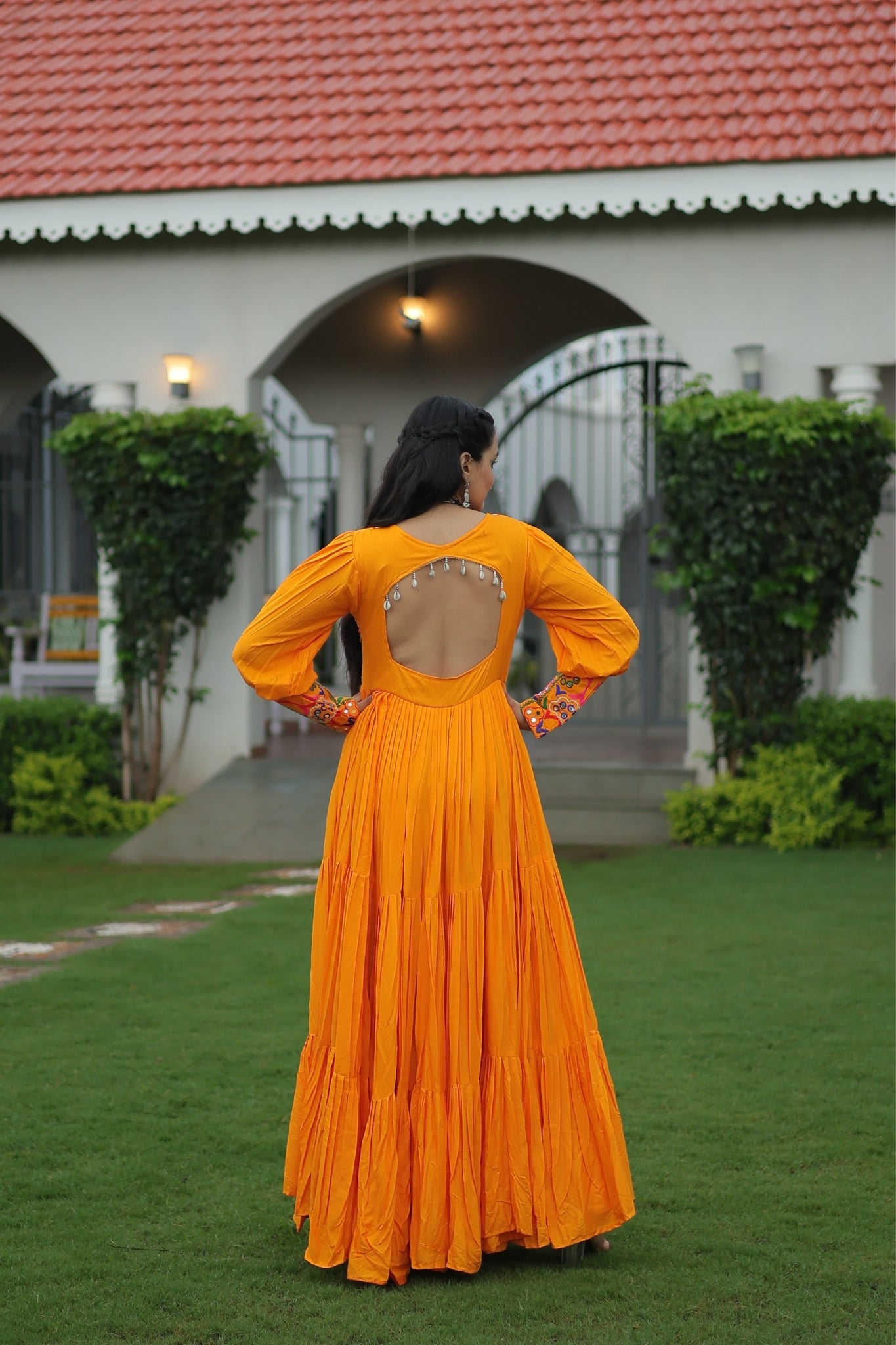 Stunning Navratri Designer Rayon With Gamthi Work Traditional Gown