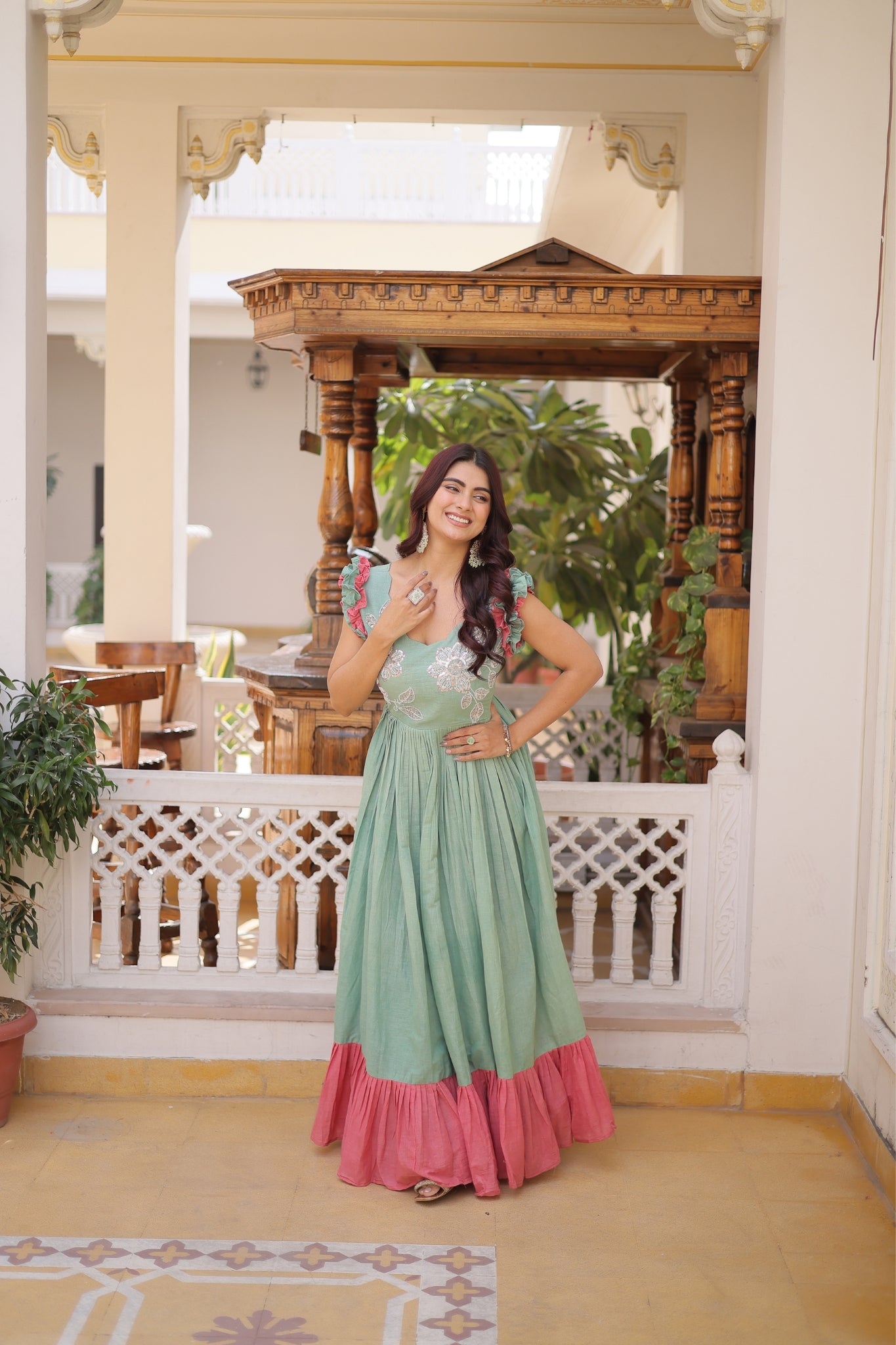 Ethnic Embroidered Anarkali Dress For Women