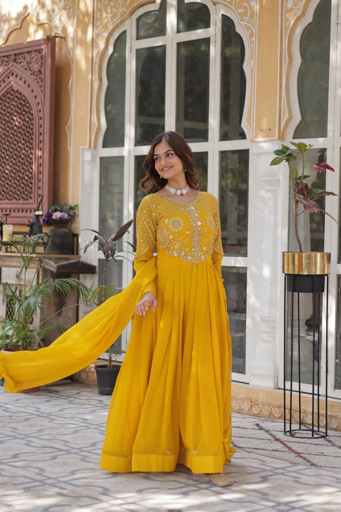 Attractive Georgette Embroidered Designer Anarkali Suit Set