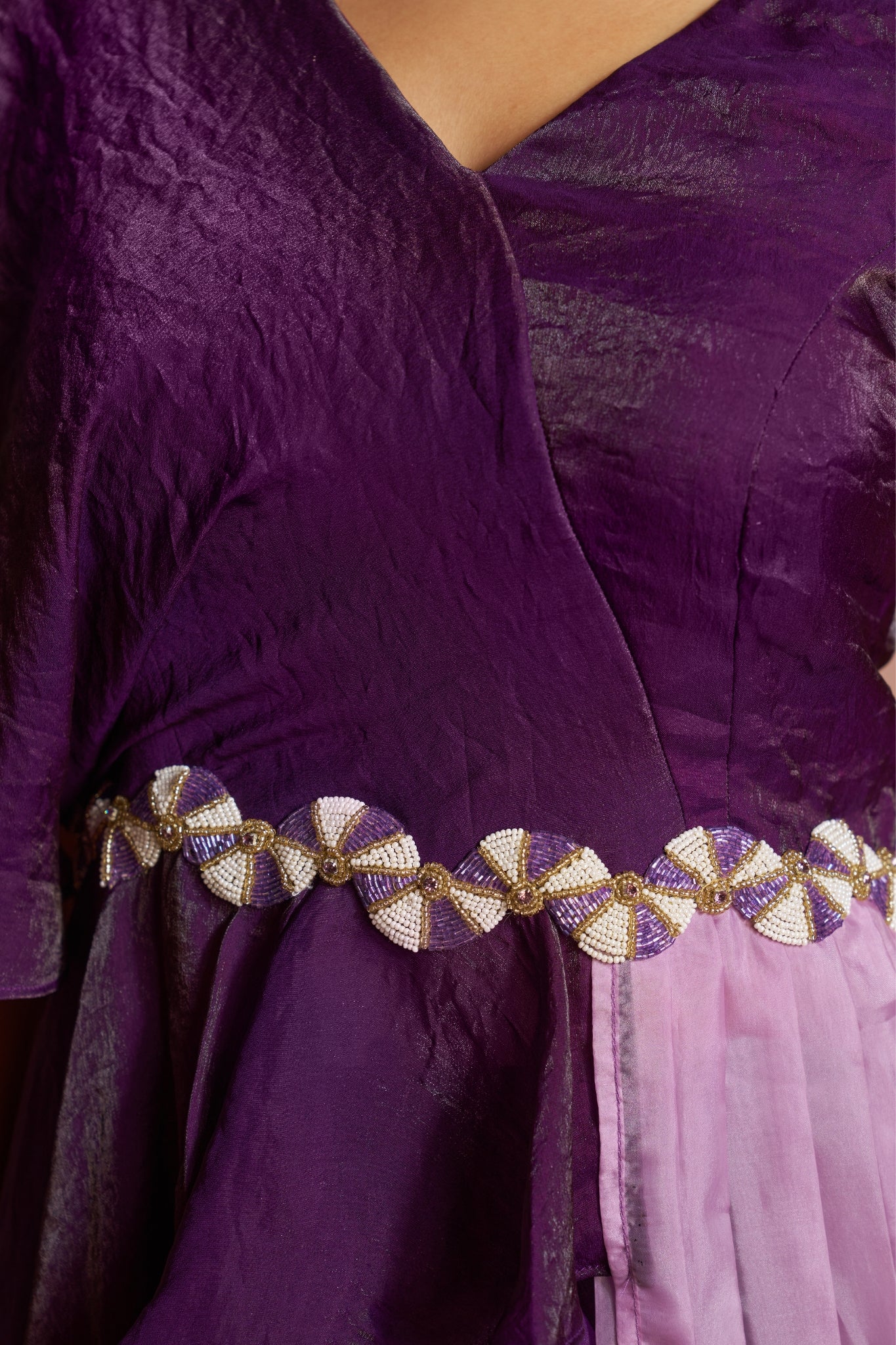 Luxury Wine Organza Co Ord Set For Women