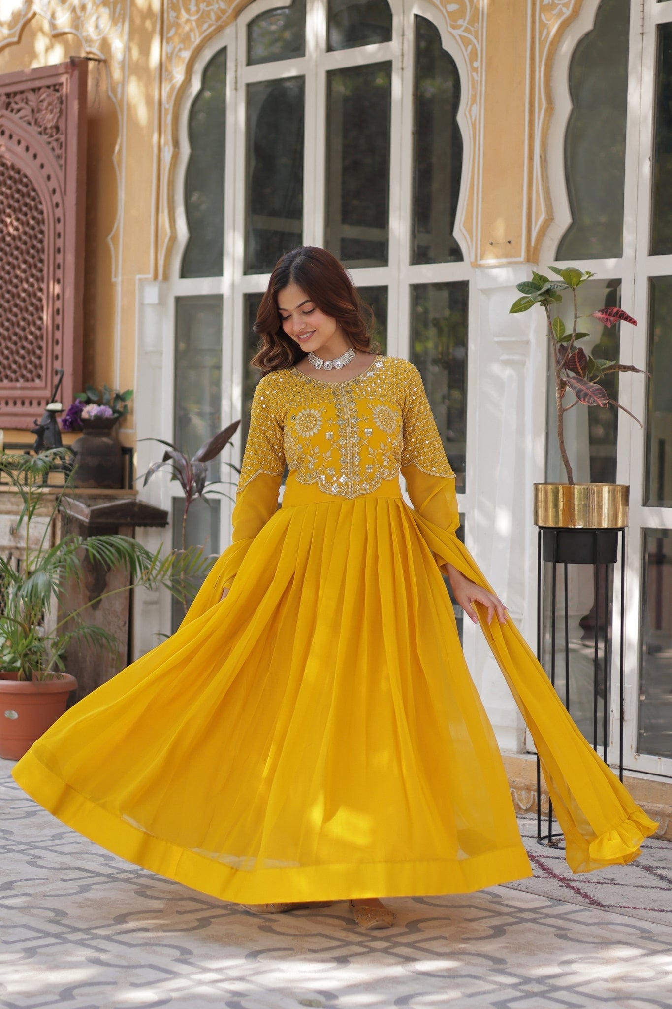 Attractive Georgette Embroidered Designer Anarkali Suit Set