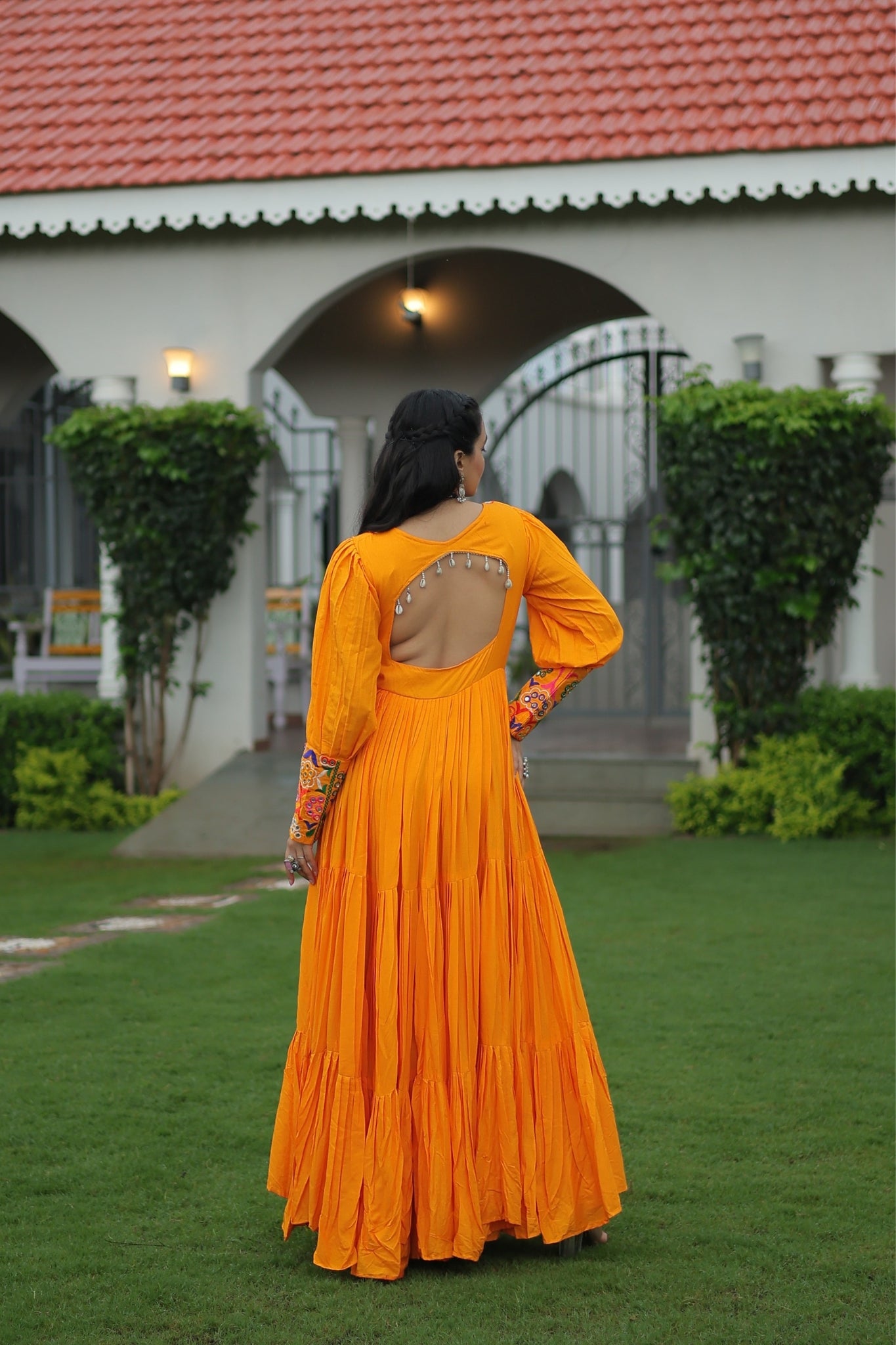 Stunning Navratri Designer Rayon With Gamthi Work Traditional Gown