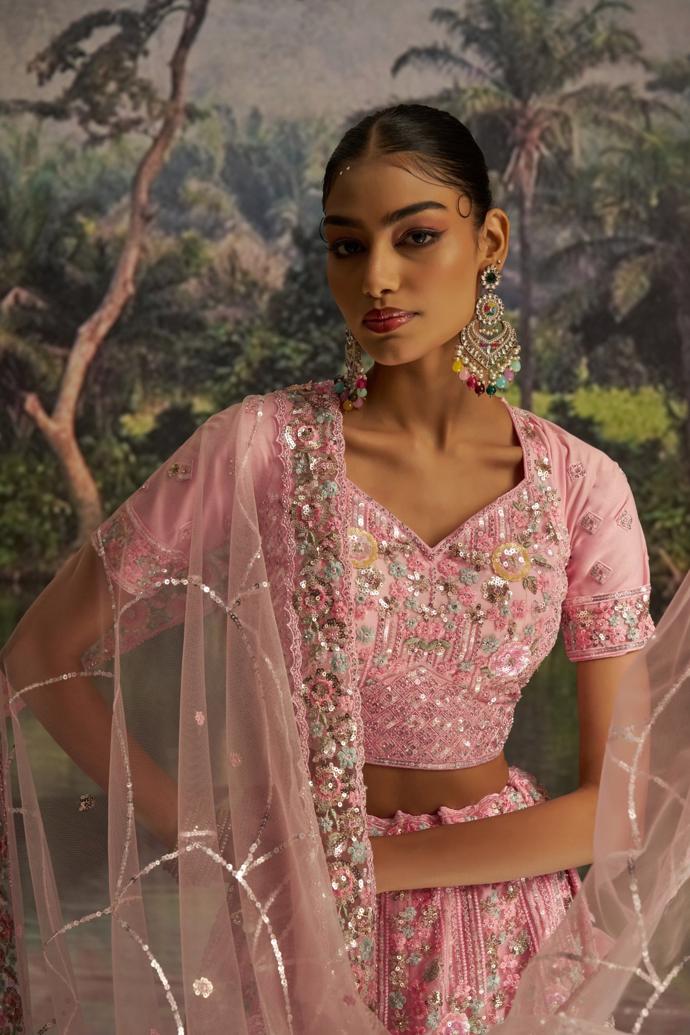 Luxury Pink Soft Net Lehenga Choli With Dori, Zarkan And Sequins Handwork