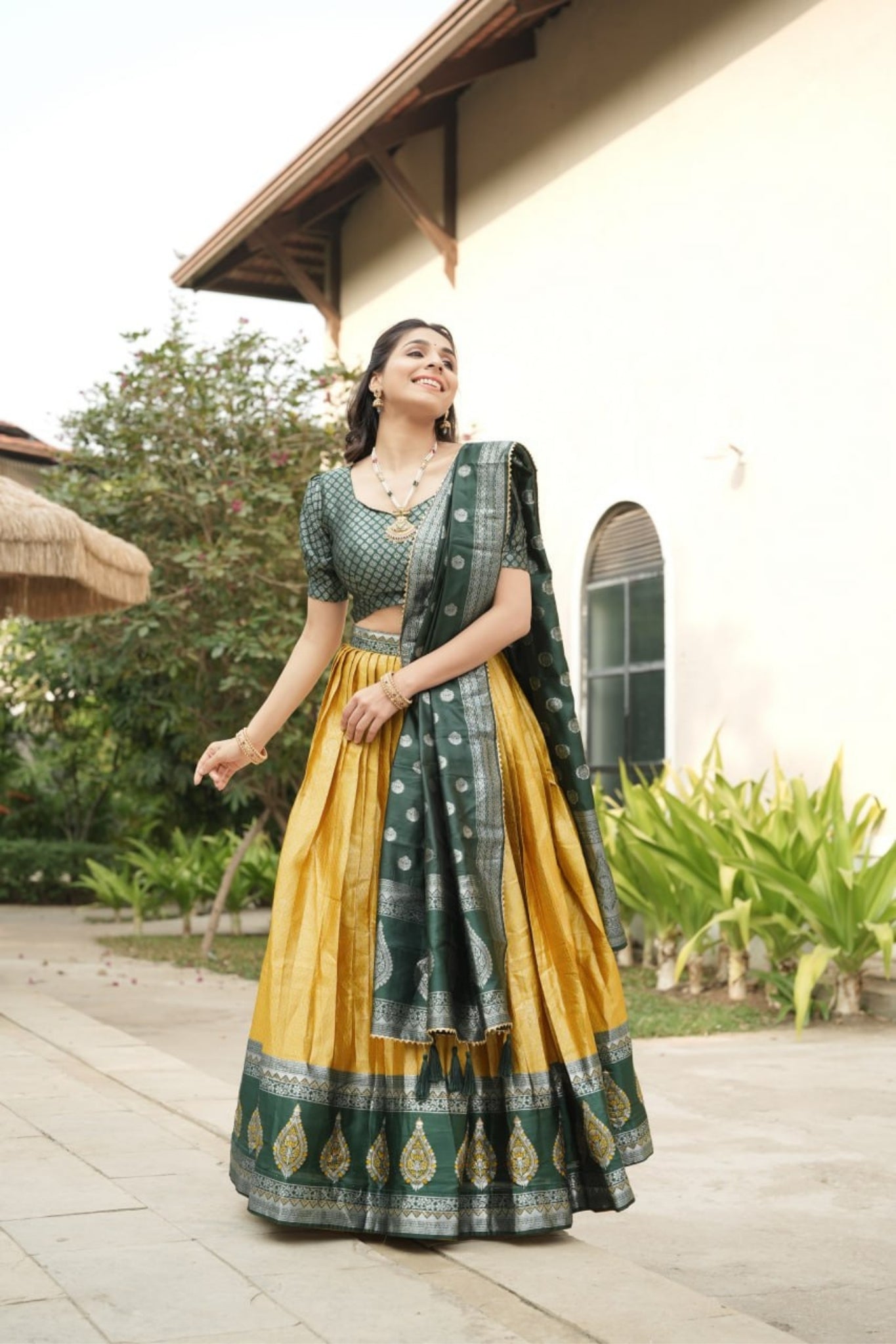 Royal Banarasi Silk Lehenga Choli With Contrast Dupatta For Wedding And Festive Wear