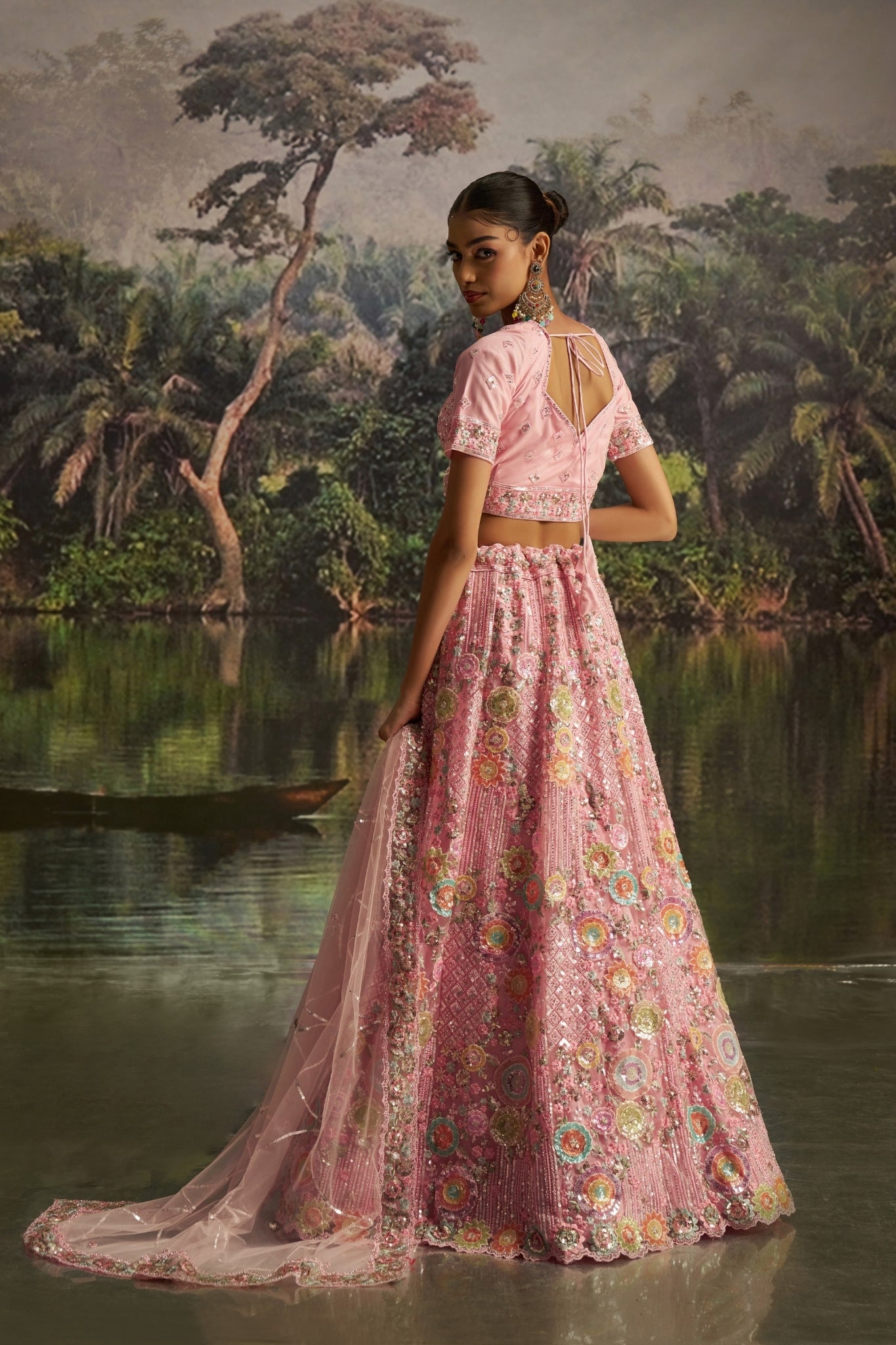 Luxury Pink Soft Net Lehenga Choli With Dori, Zarkan And Sequins Handwork