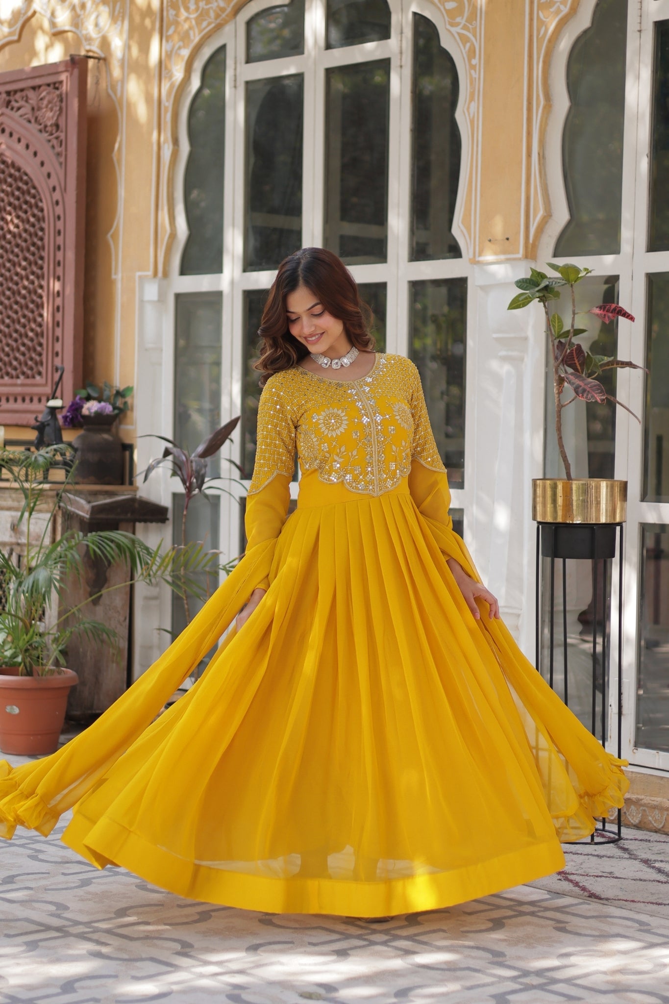 Attractive Georgette Embroidered Designer Anarkali Suit Set