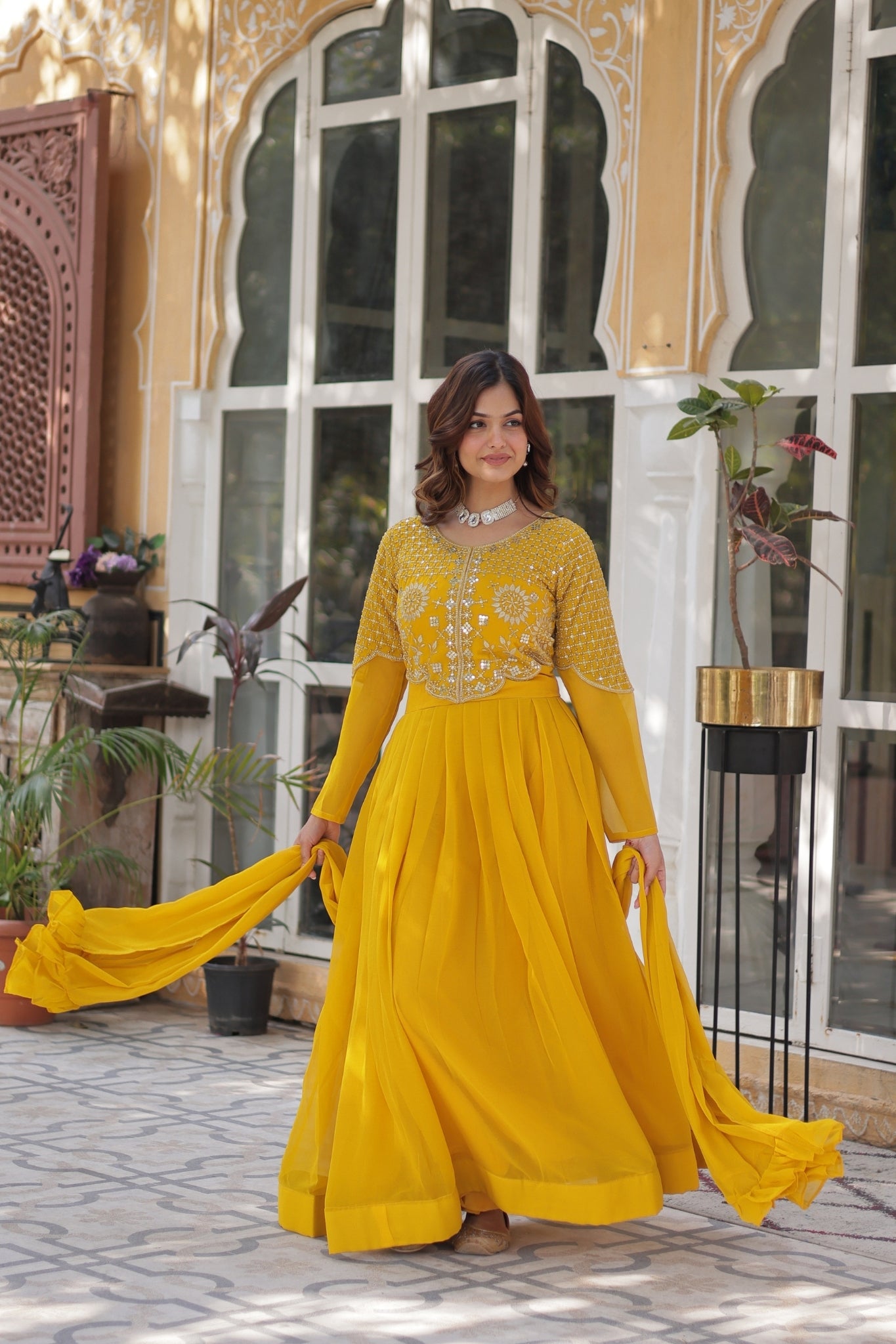 Attractive Georgette Embroidered Designer Anarkali Suit Set