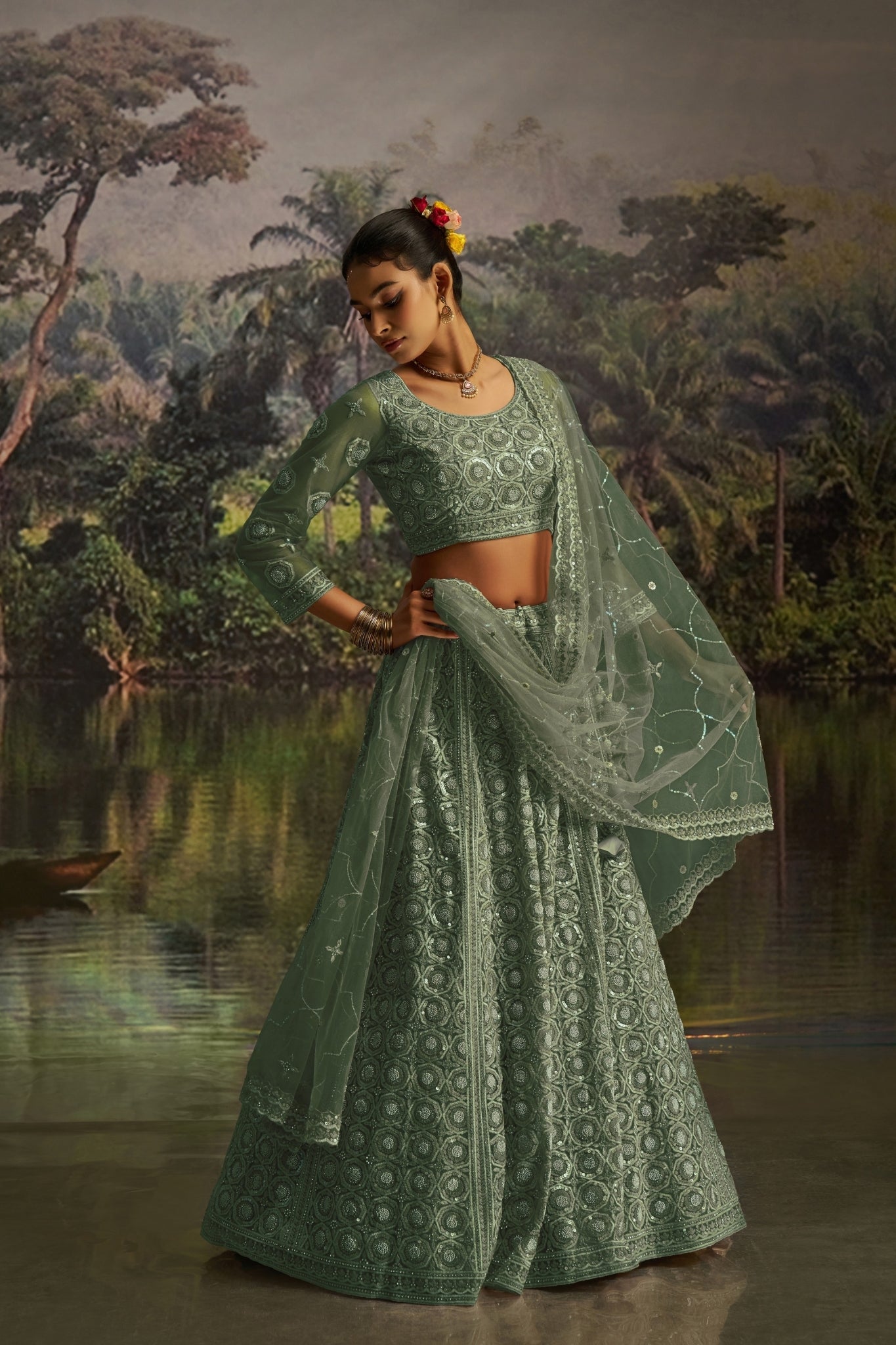 Luxury Soft Net Lehenga With Swarovski And Heavy Embroidery