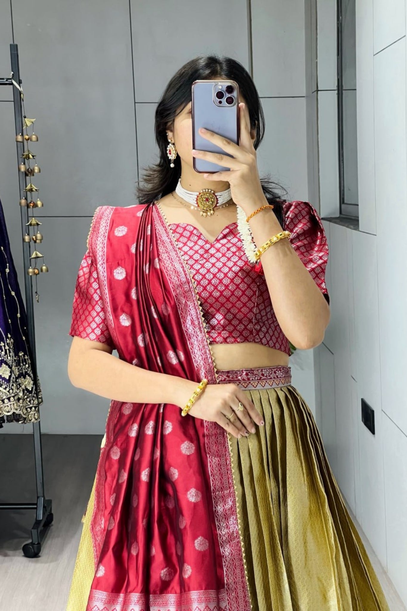 Royal Banarasi Silk Lehenga Choli With Contrast Dupatta For Wedding And Festive Wear