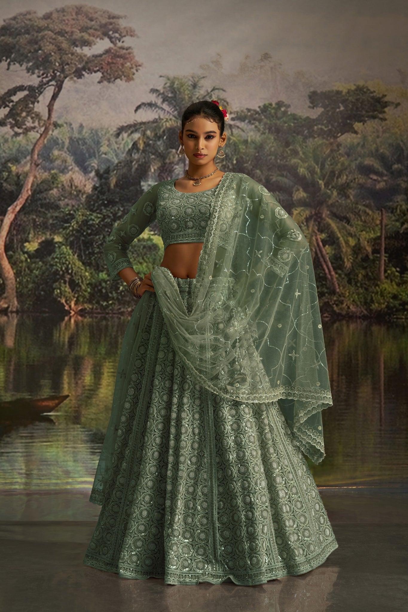 Luxury Soft Net Lehenga With Swarovski And Heavy Embroidery