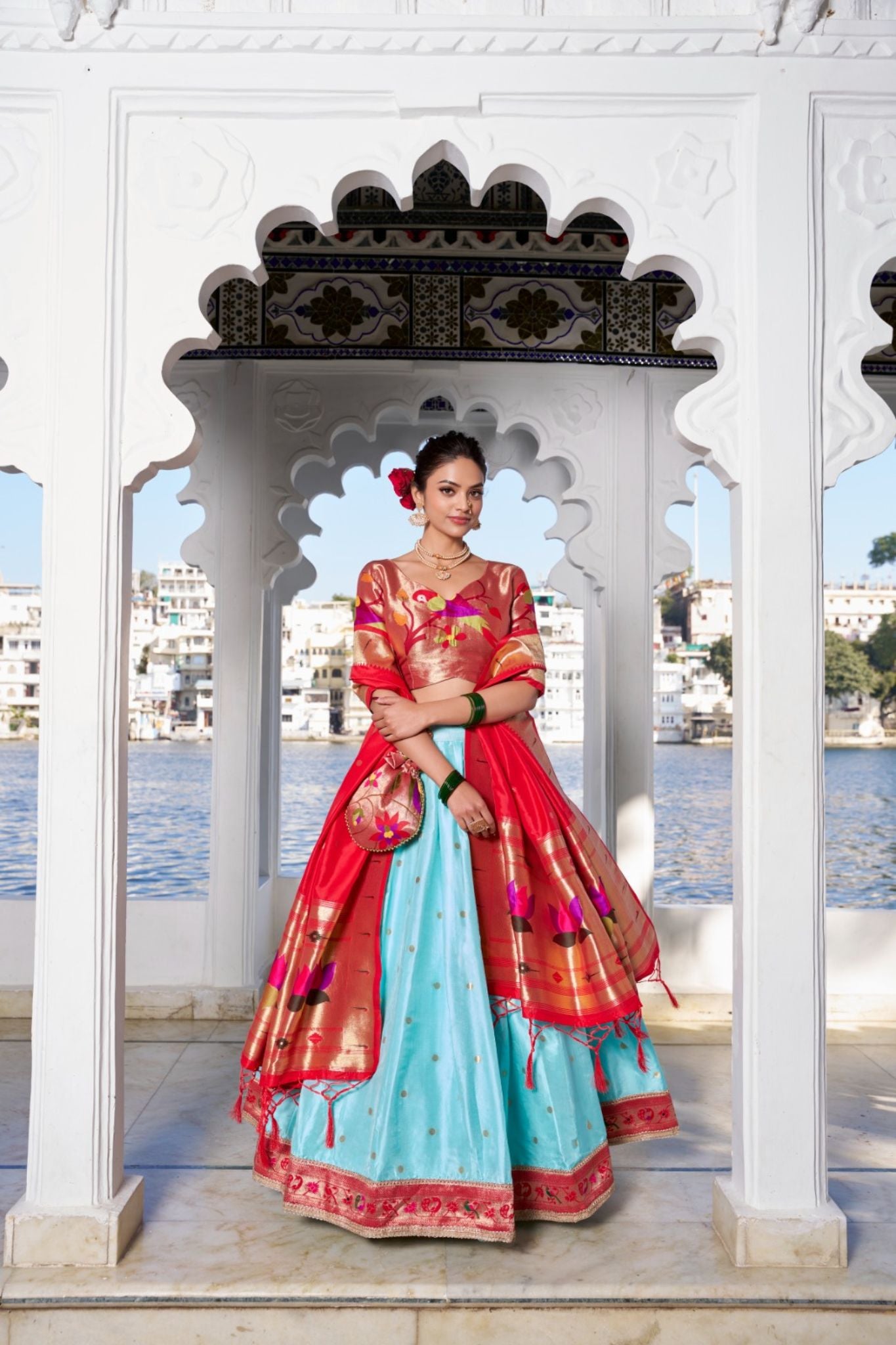 Jacquard Silk Designer Weaving Zari Work Paithani Lehenga Set