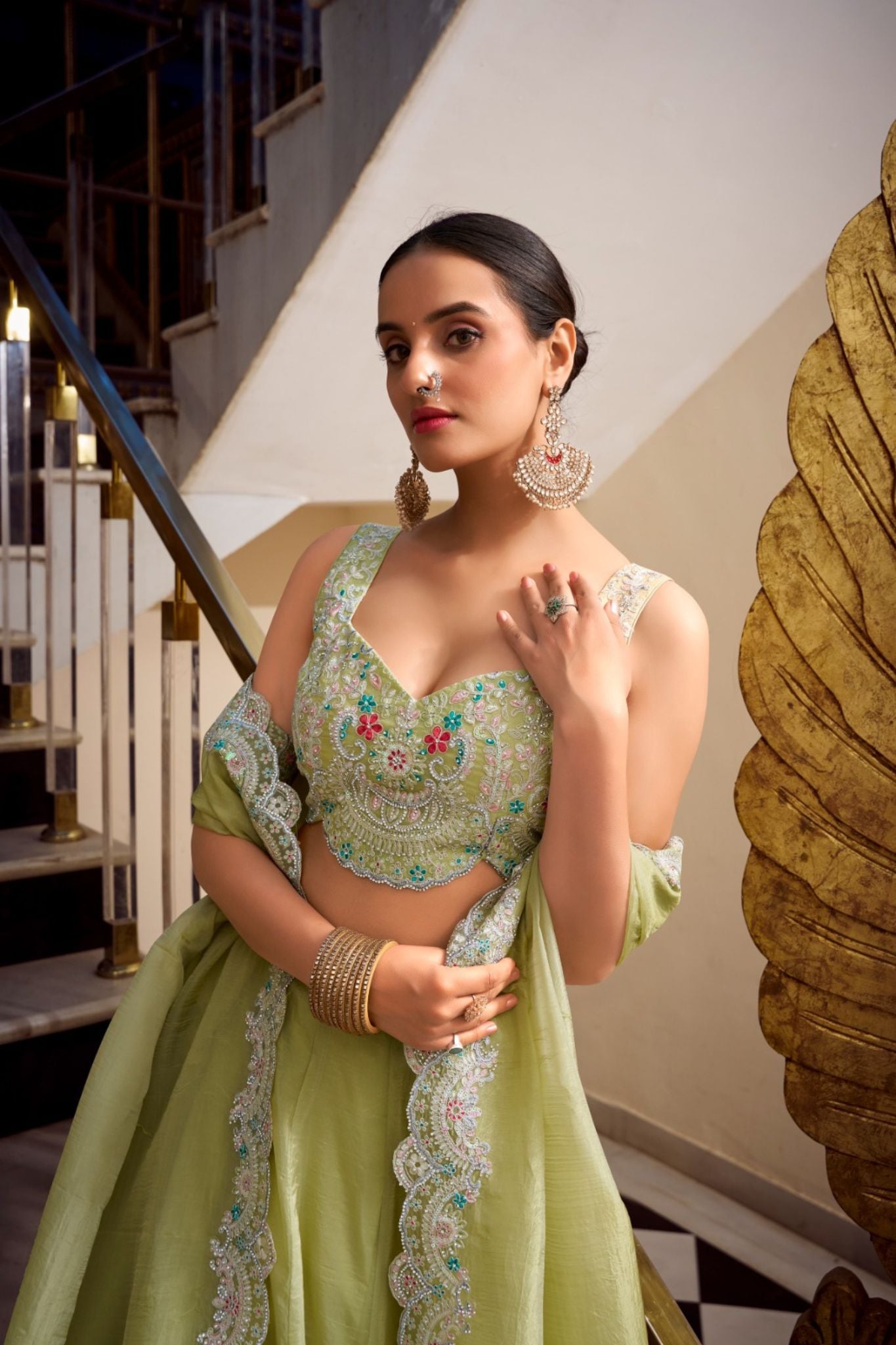 Elegant Sequins Embroidery With Jarkan Diamond Work Designer Lehenga Choli