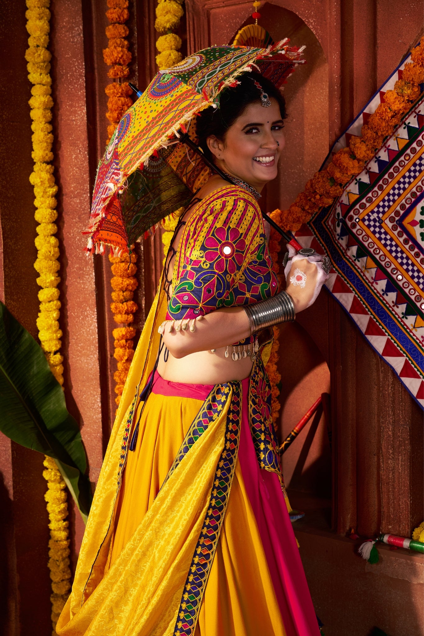 Multi Color Elegant Designer Navratri Stylish Viscose Cotton Lehenga Choli
