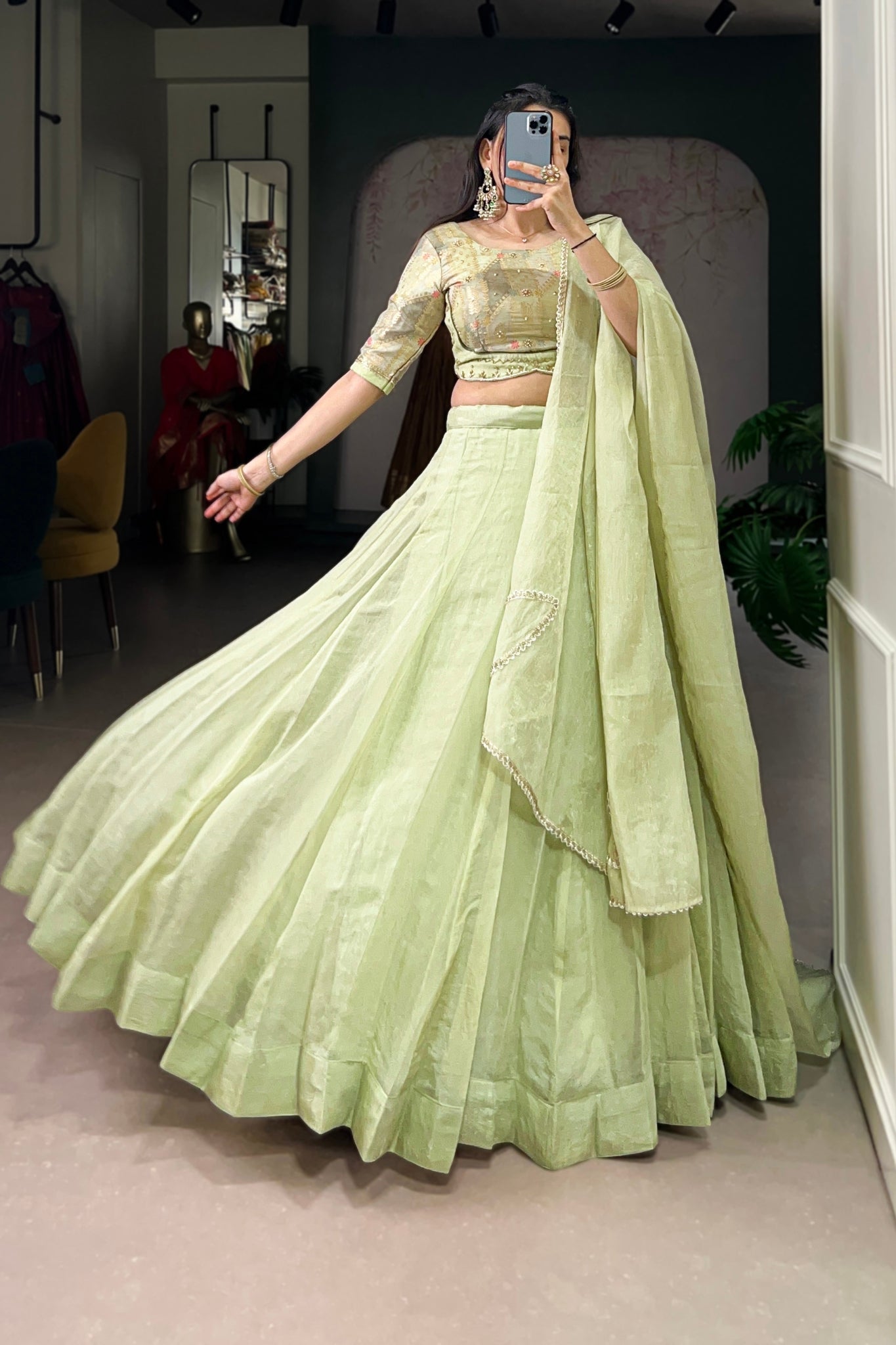 Allen Crush Tea Shade Lehenga Set With Sequins And Beadwork Blouse