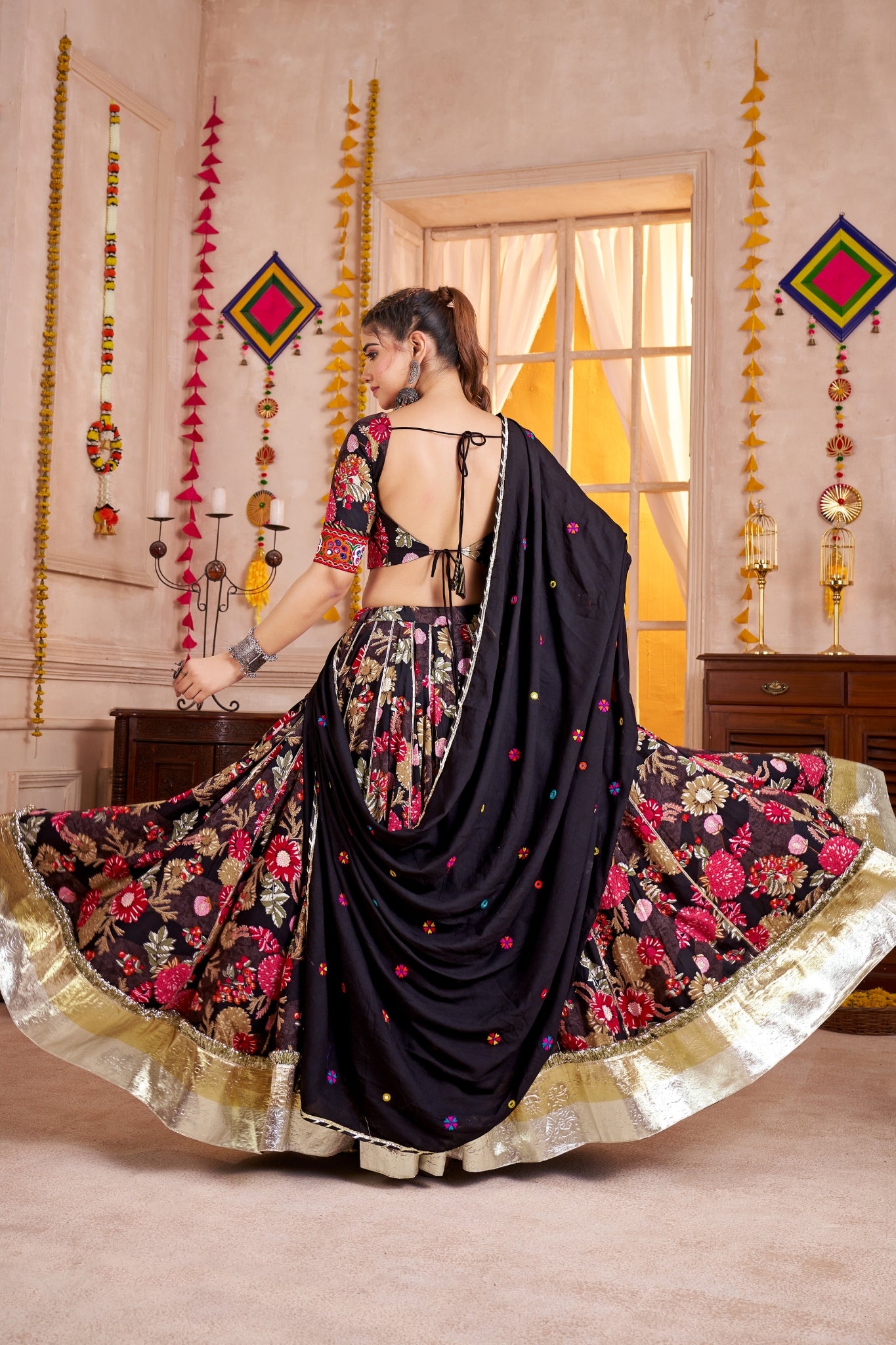 Black Kutchi Patch Work Designer Lehenga Choli