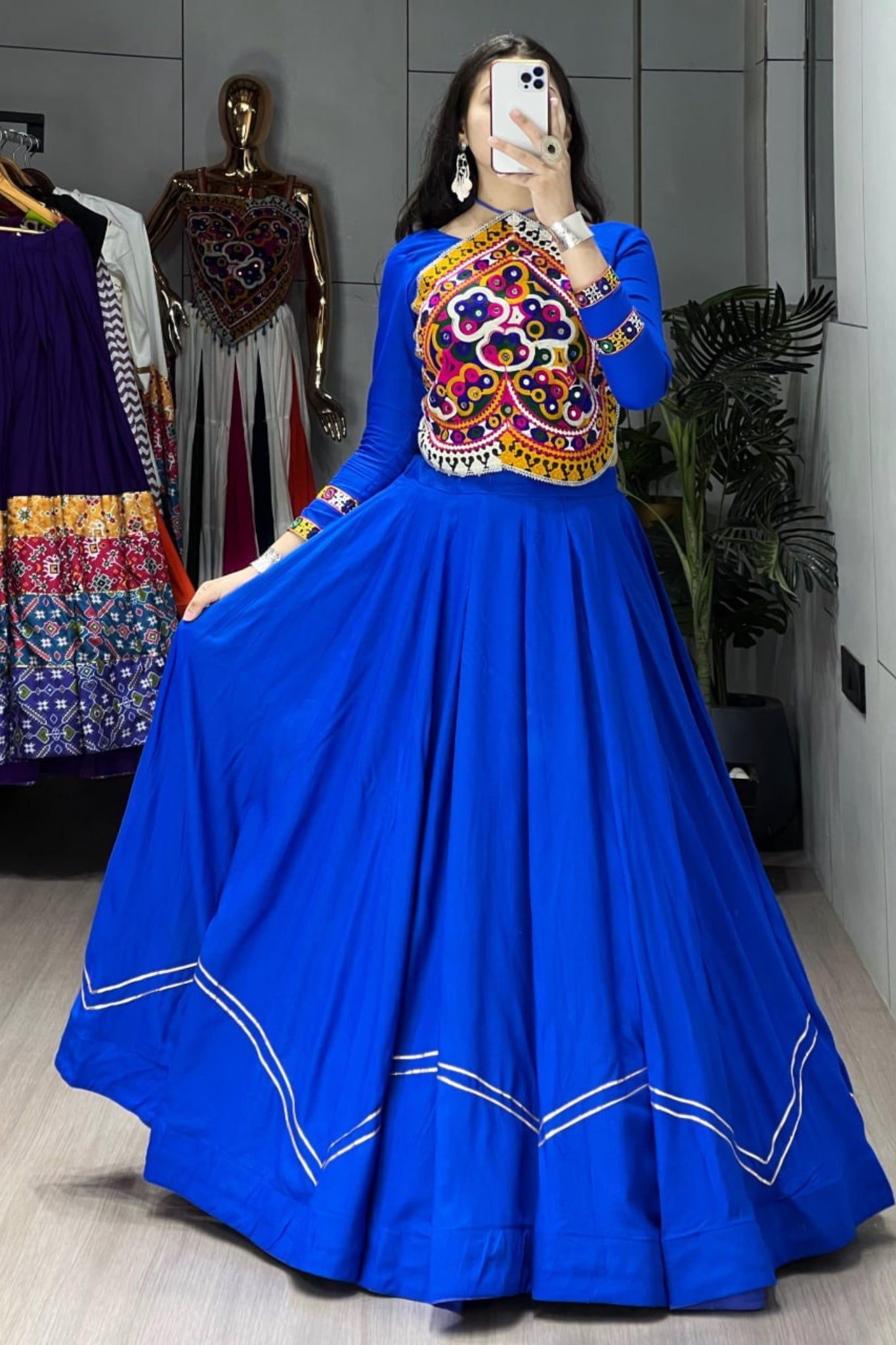 Royal Blue Navratri Lehenga Choli For Women